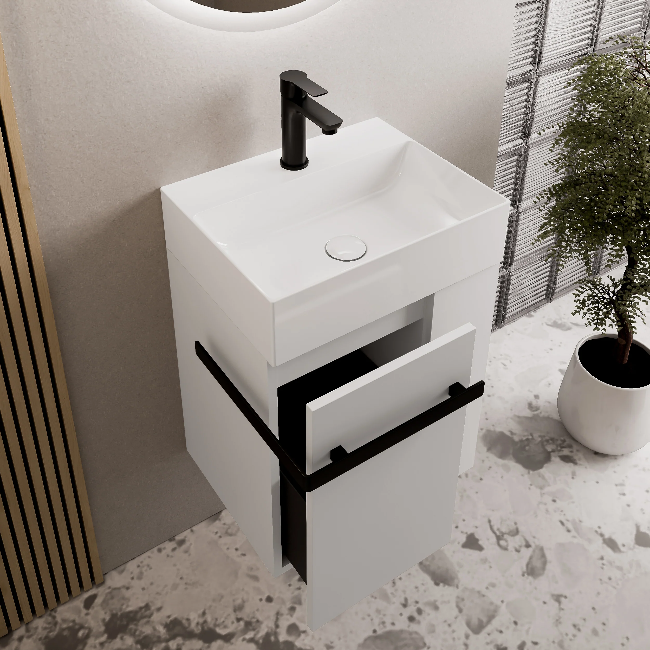 Bademøbelsæt COMPACT 45 cm med håndvask - Image 4