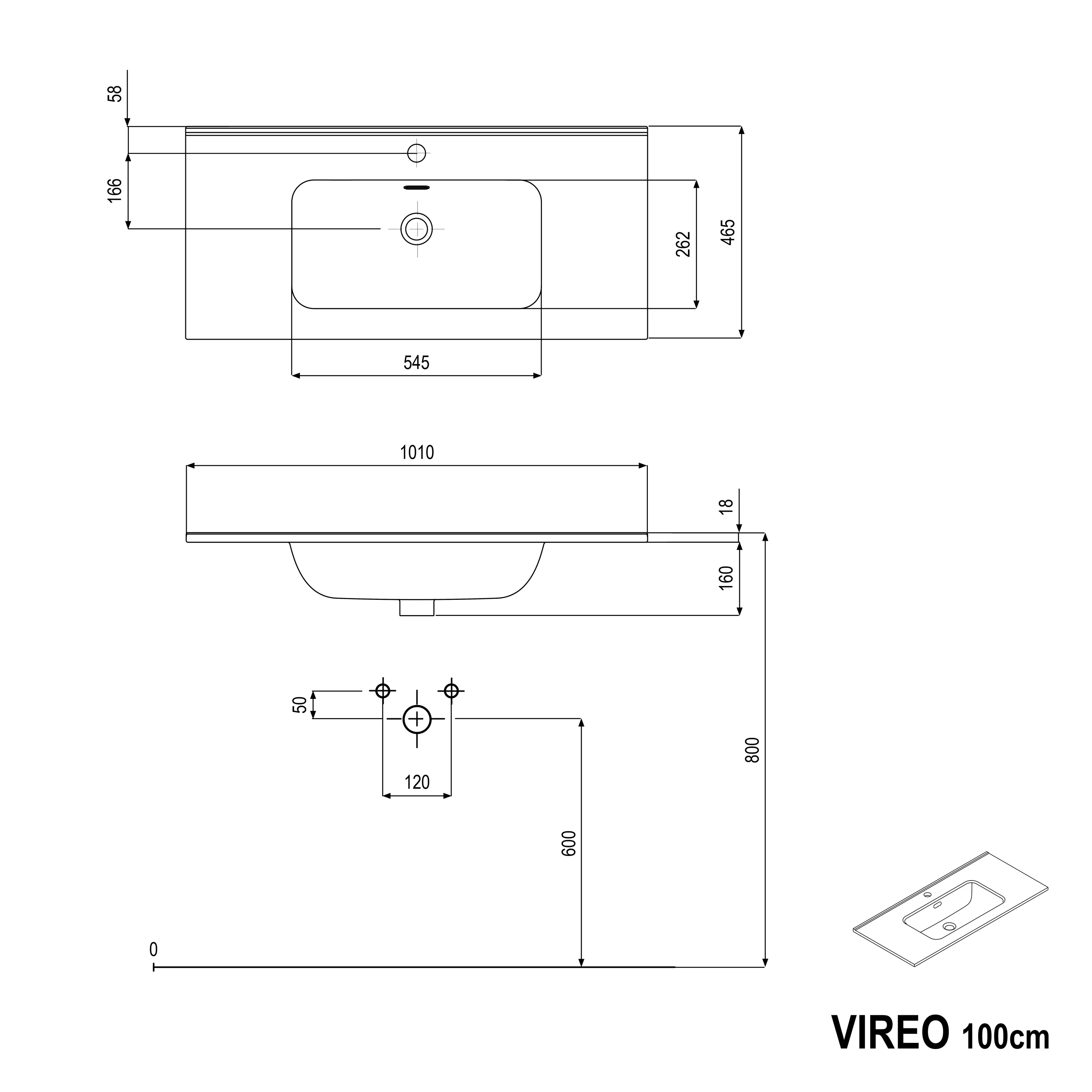 Badeværelsesmøbelsæt VIREO 100 cm med håndvask - Image 61