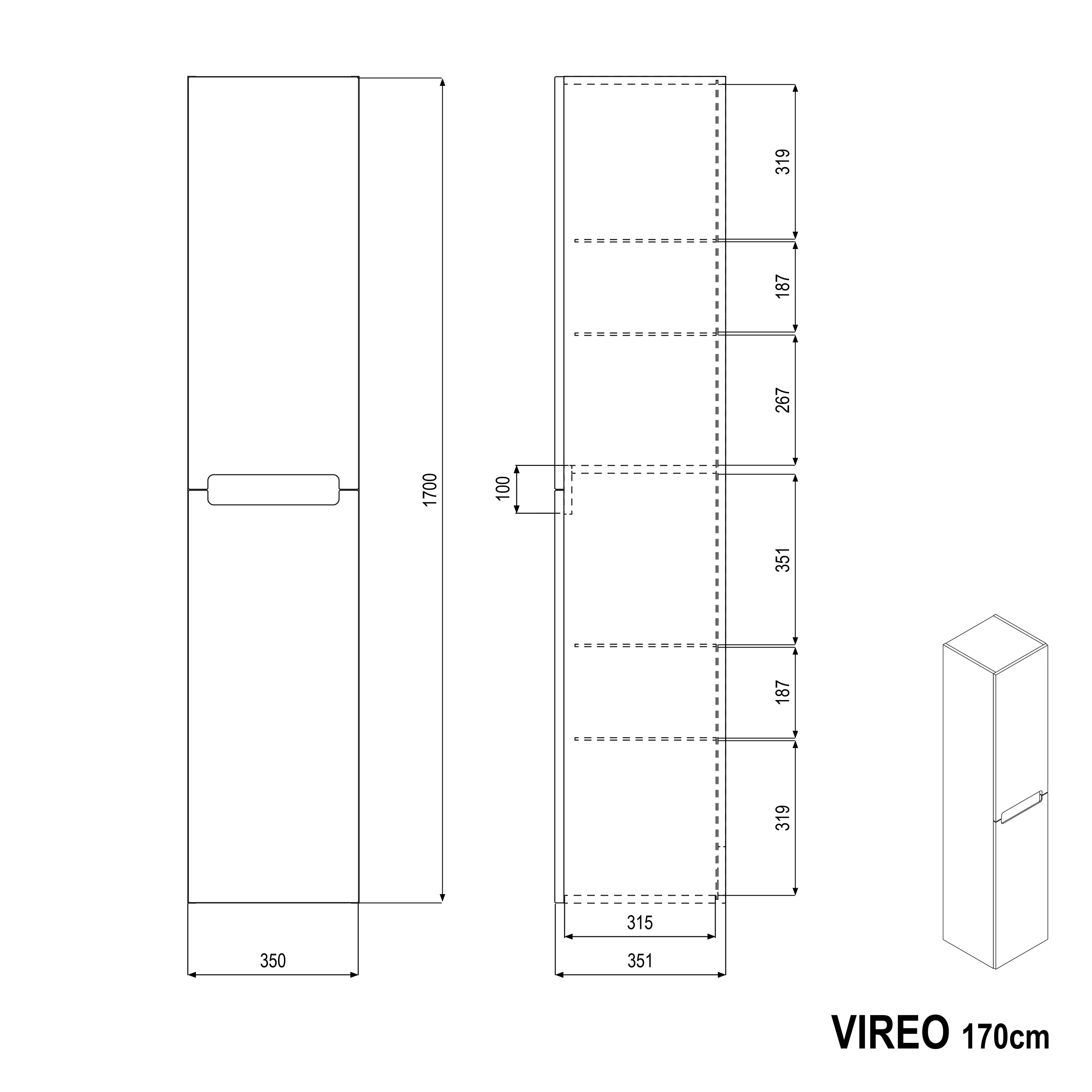 Badeværelsesmøbelsæt VIREO 60 cm med vask - Image 63