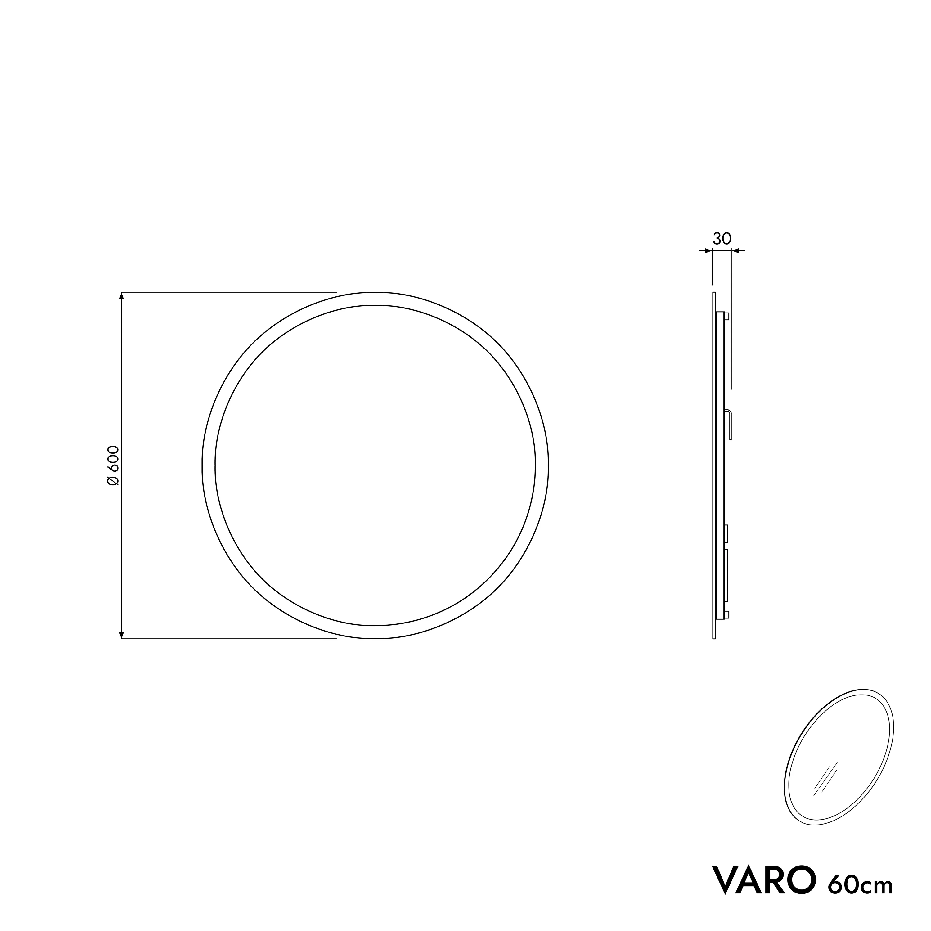 Badeværelsesmøbelsæt VIREO 60 cm med vask - Image 64