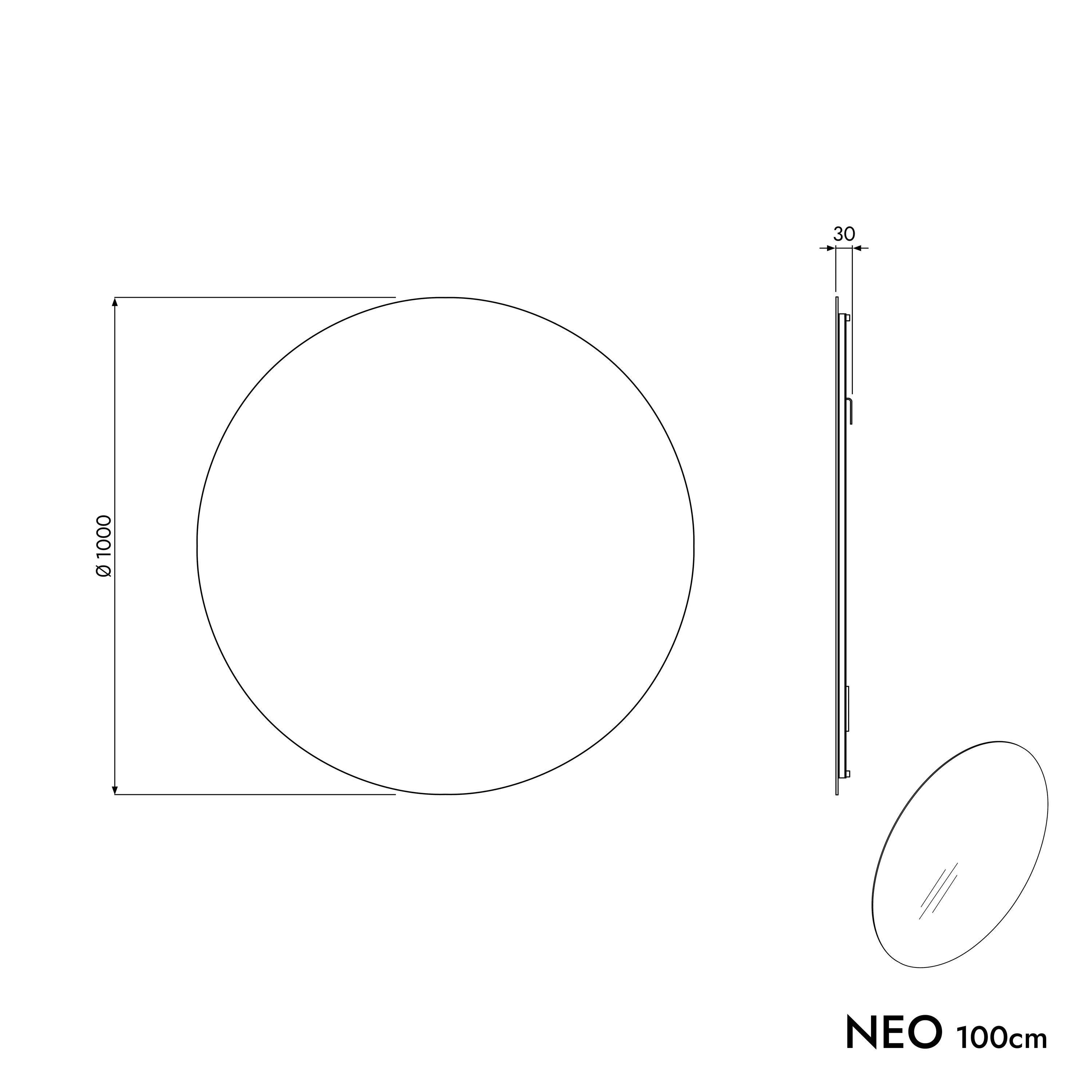 Badeværelsesmøbelsæt AVA 100 cm med håndvask - Image 44