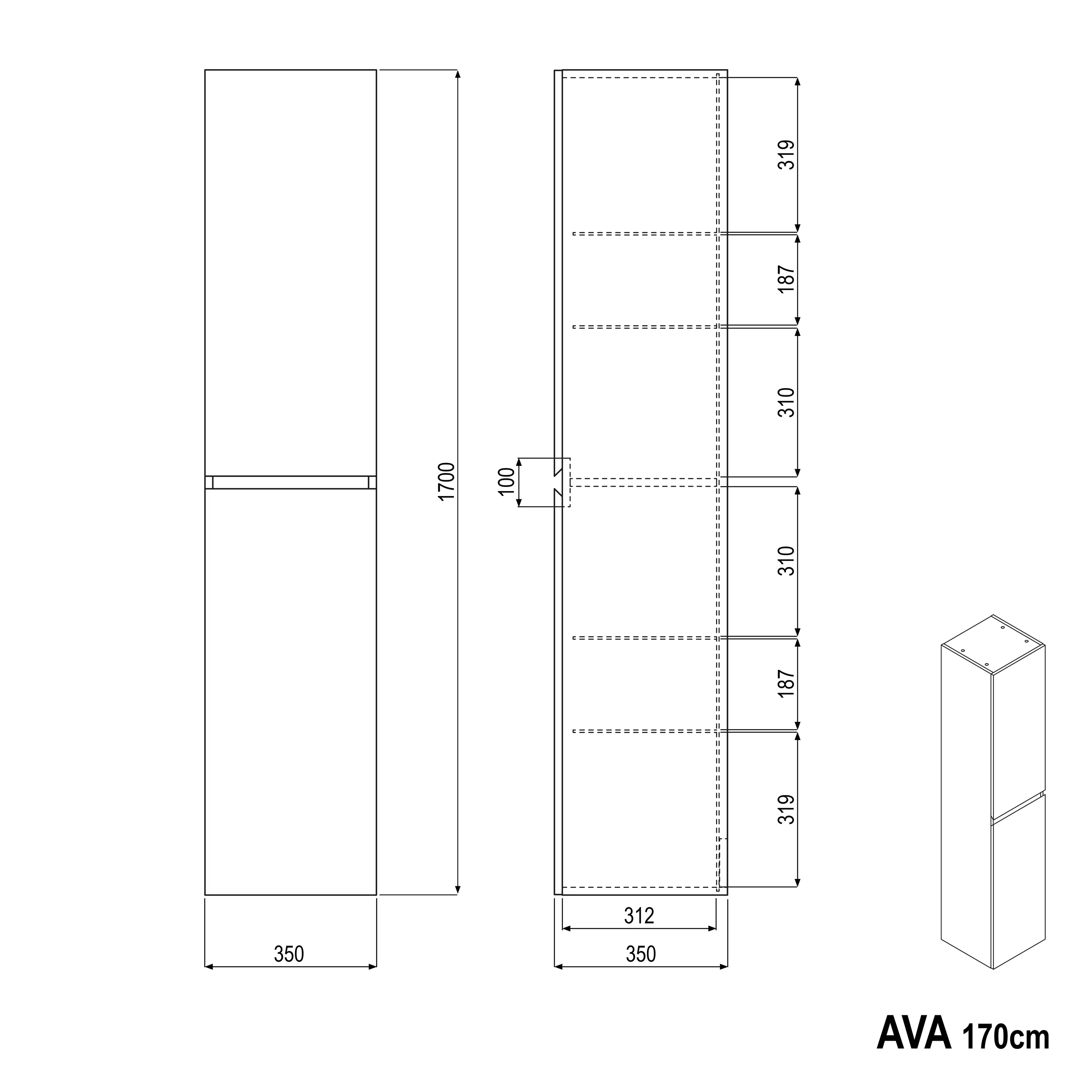 Bademøbelsæt AVA 80 cm med håndvask - Image 44
