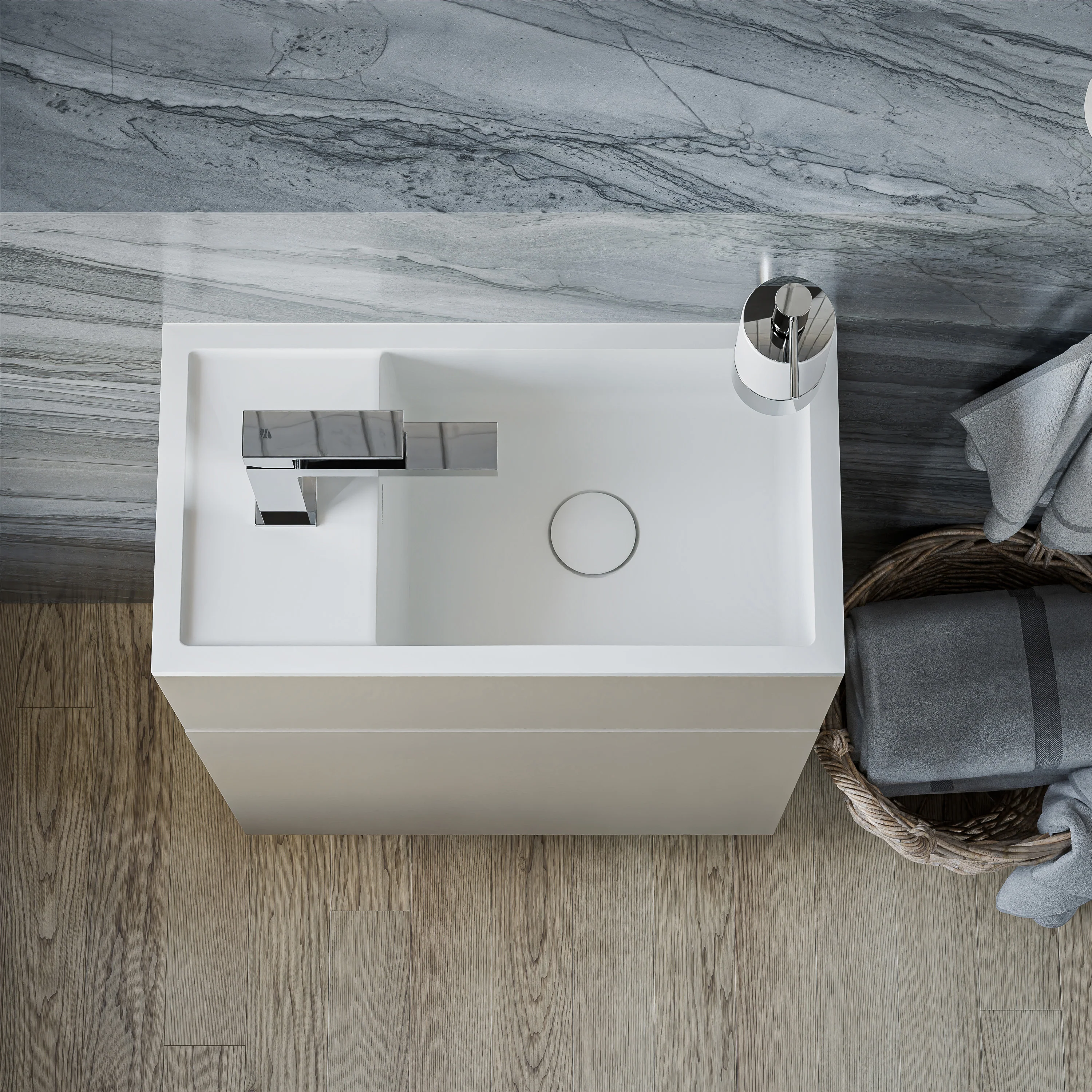 Badeværelsesmøbelsæt KONDA 50 cm med mineralstøbte håndvask - Image 10