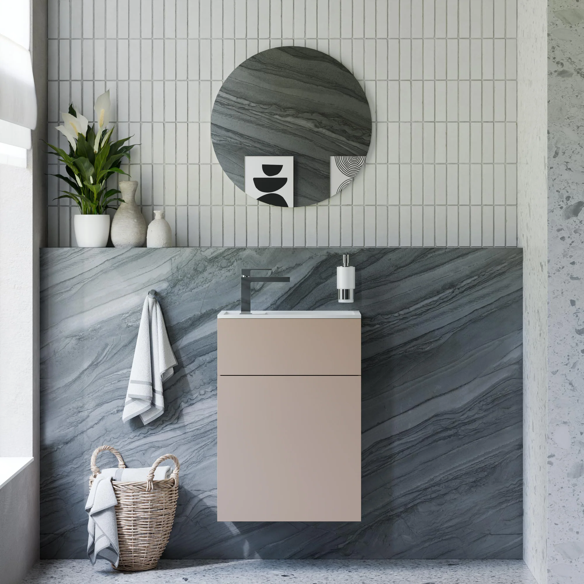 Badeværelsesmøbelsæt KONDA 50 cm med mineralstøbte håndvask - Image 7