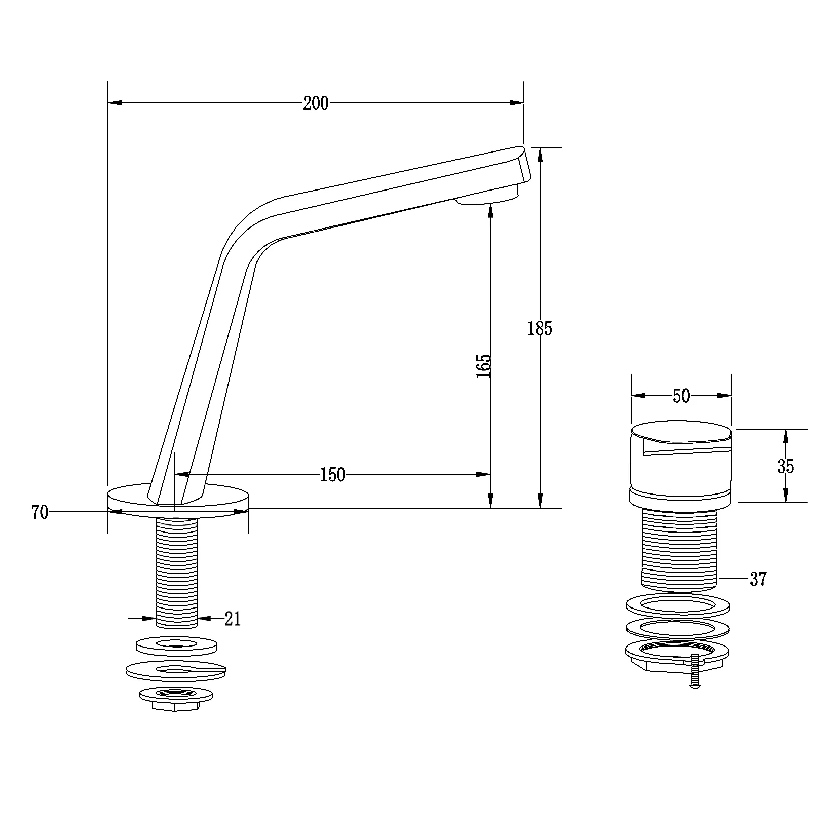 Håndvaskarmatur Badeværelsesarmatur XELO-Flex 160 - Image 13
