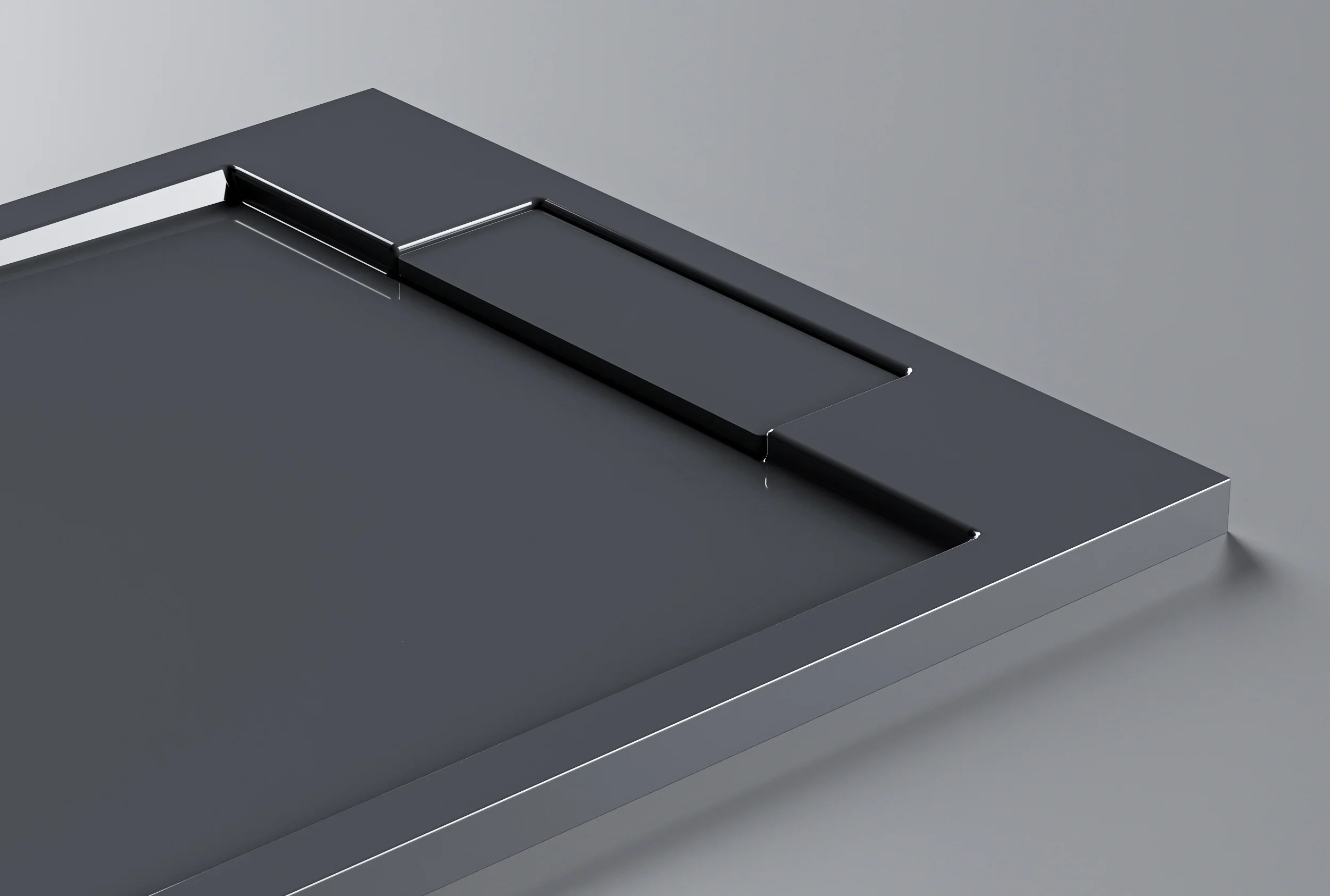 Brusebund af massiv sten (Solid Surface) M2290CG/PB3085GG - skinnende grå 120×90×3,5 cm - Image 3