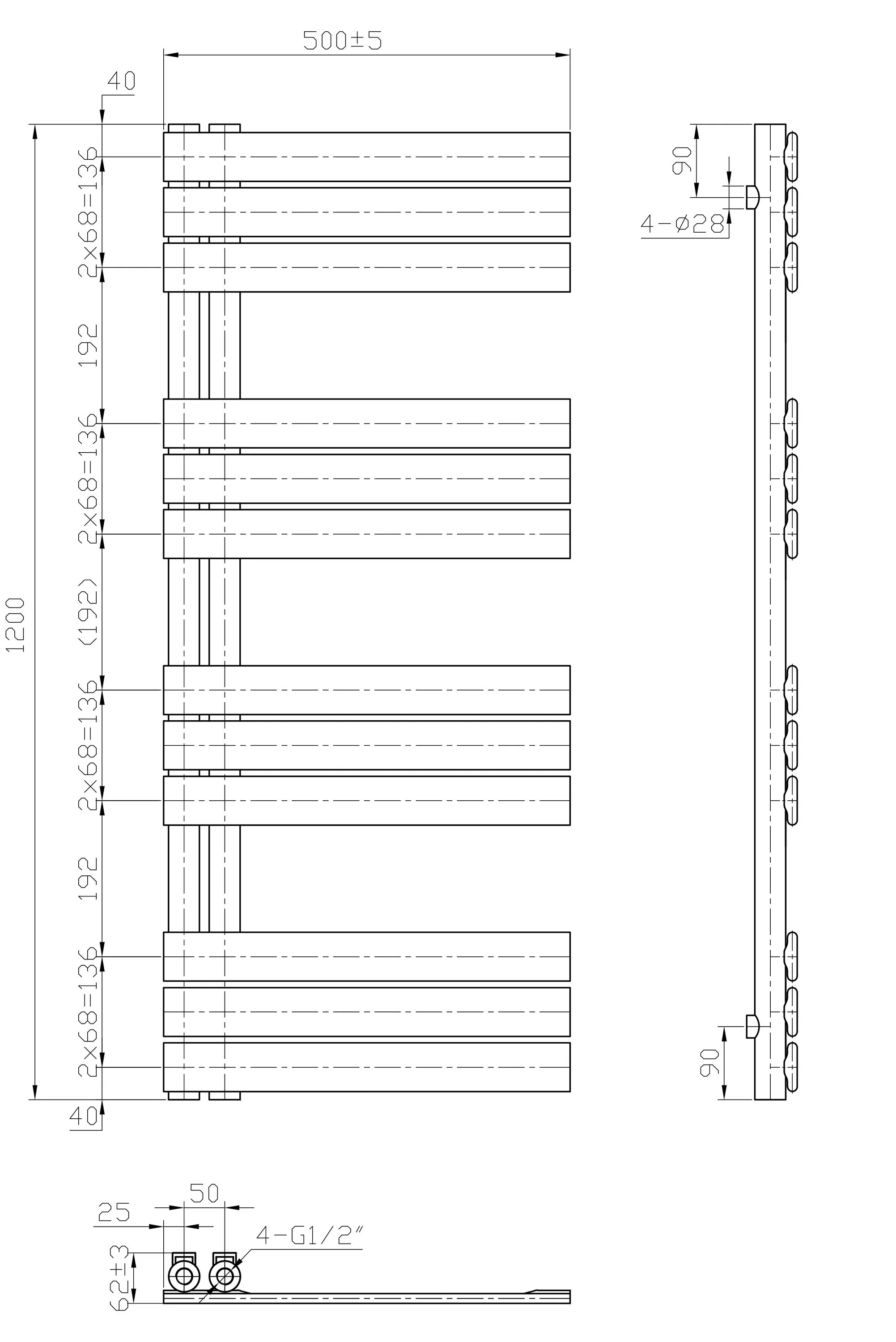 Radiator til badeværelset håndklædevarmer G12 - Image 7