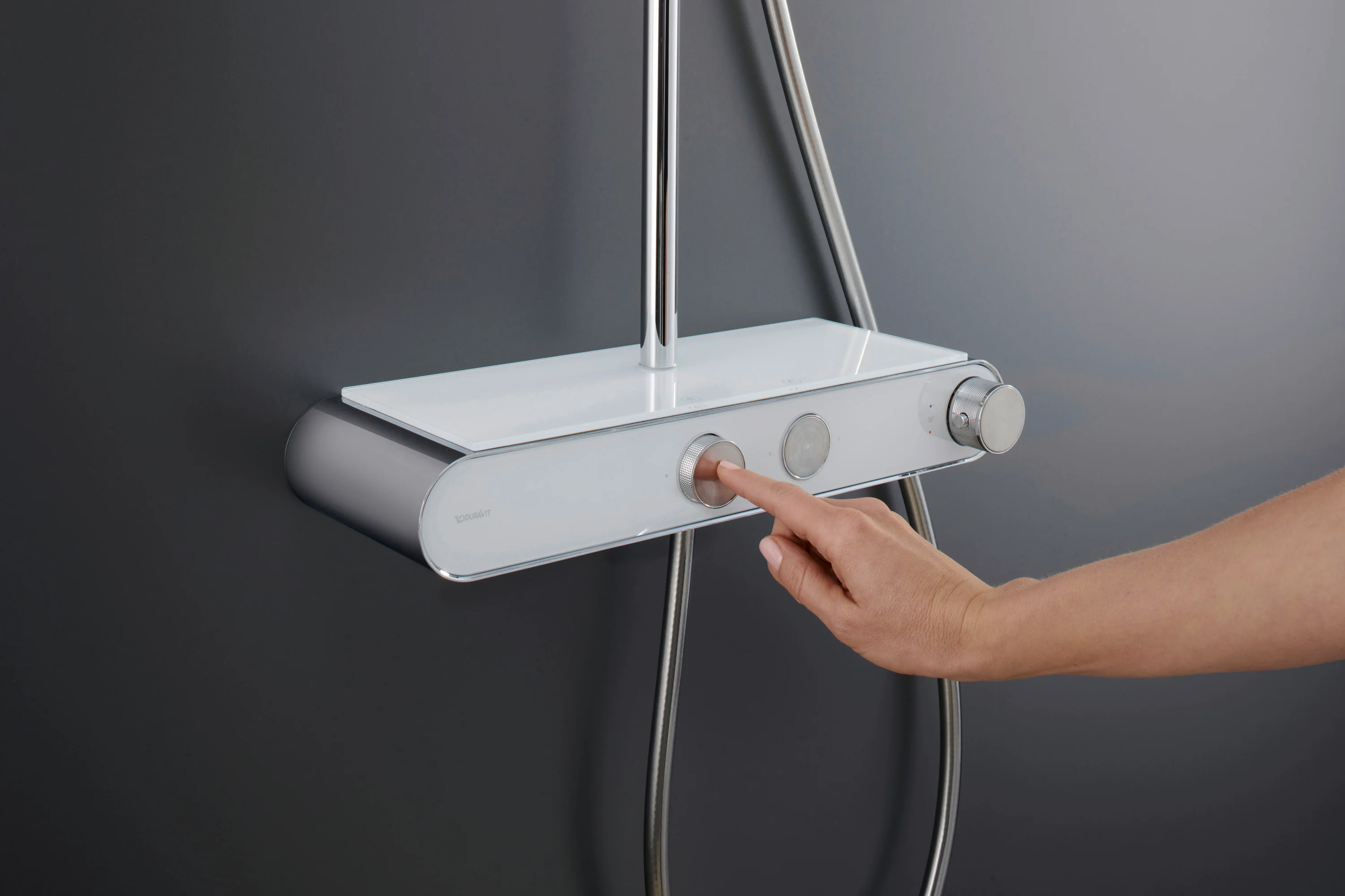 Duravit brusesystem, med termostat og glashylde, inklusive håndbruser med 3 strålefunktioner - krom/hvid - Image 7