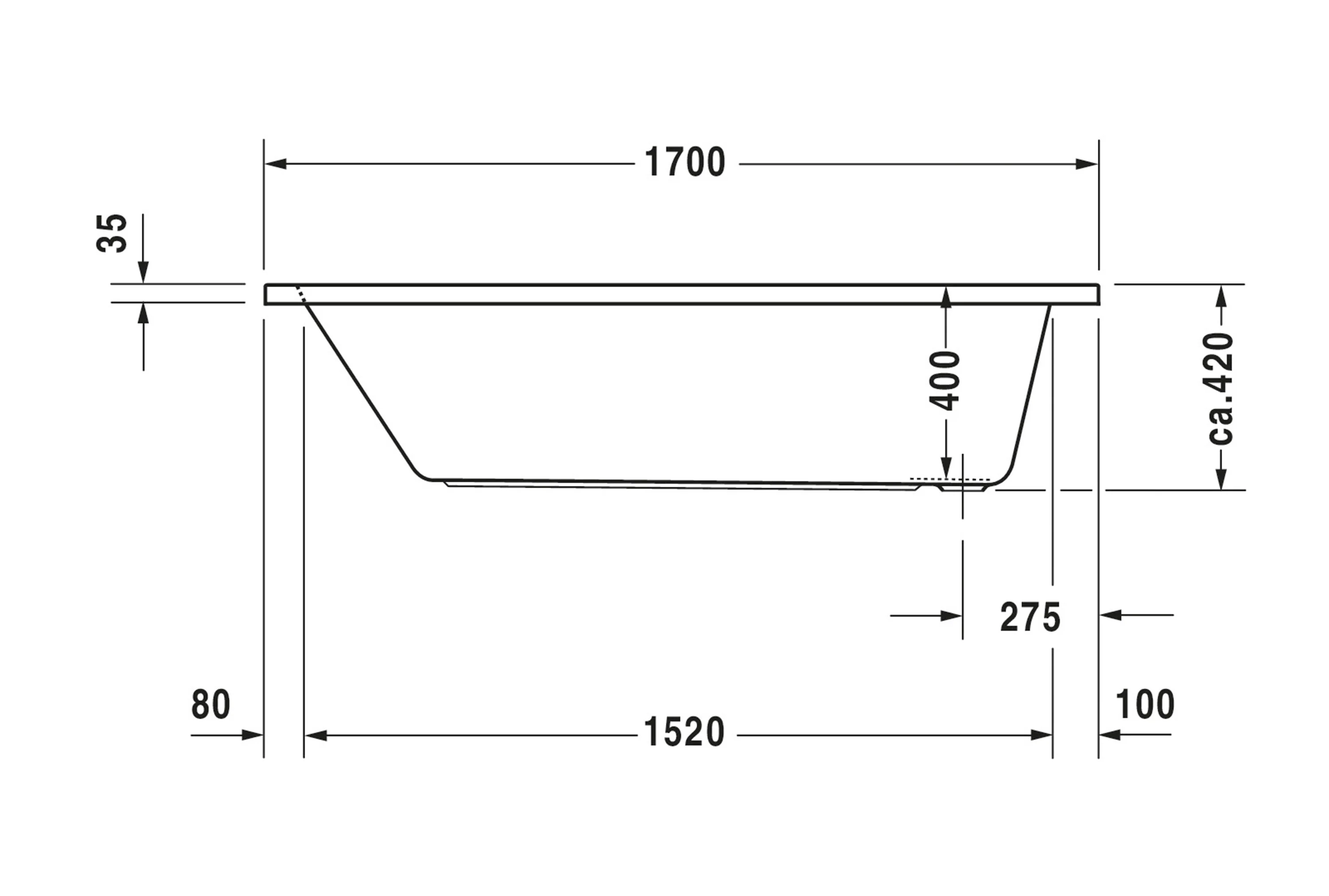 Duravit DuraLavant rektangulært badekar, til installation, hvid sanitærakryl  - Image 18