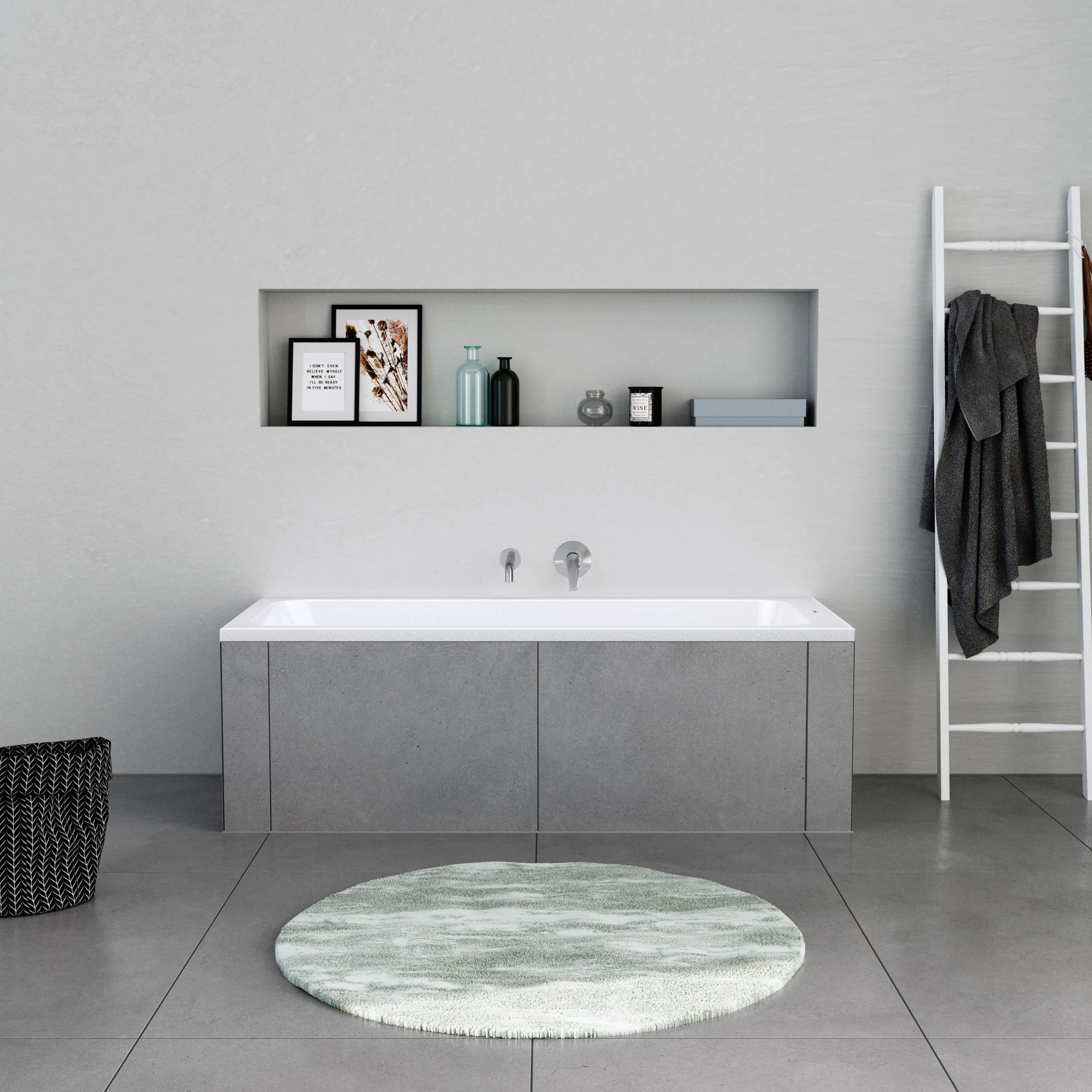 Duravit DuraPecos rektangulært badekar med én rygslope, til installation, hvid sanitærakryl 