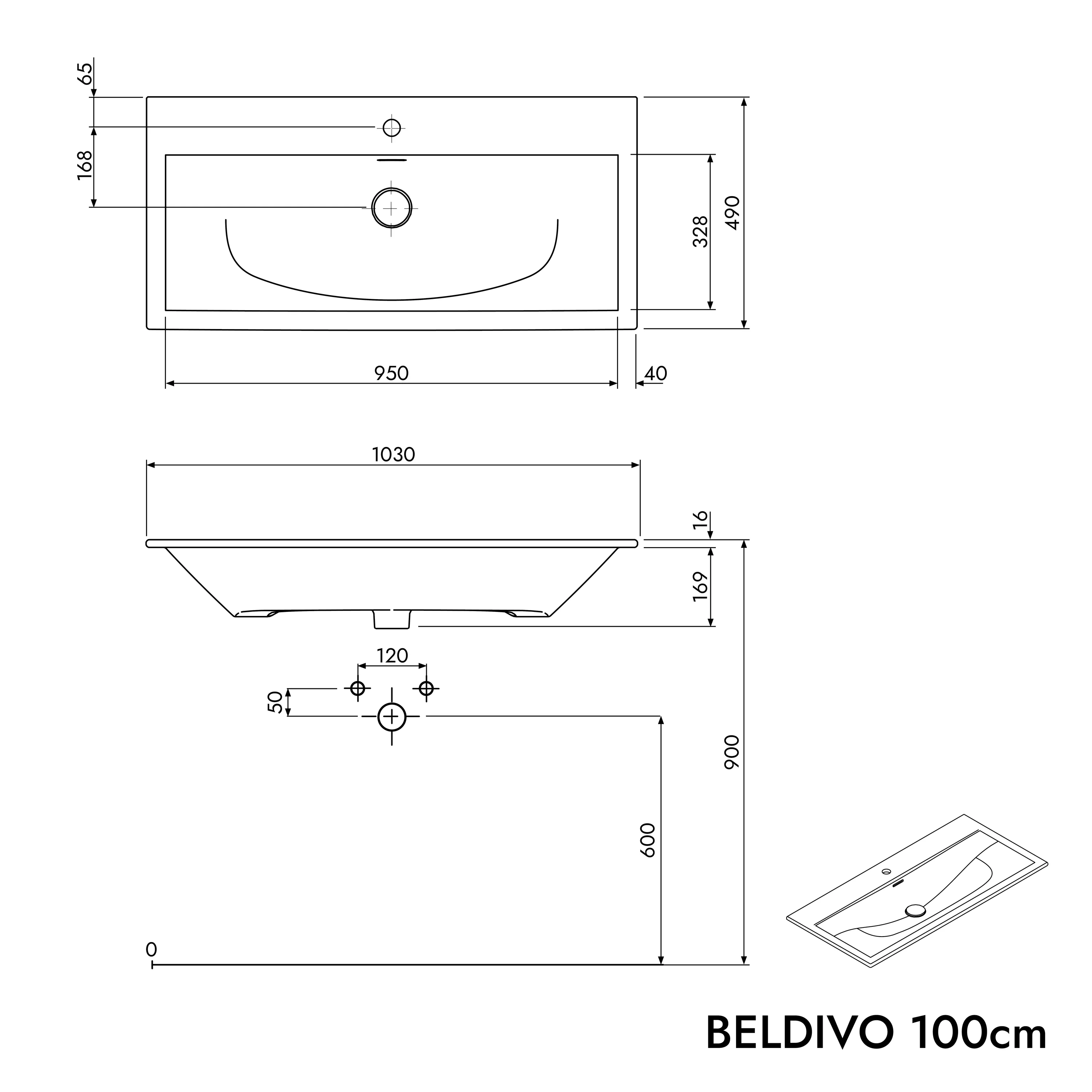 Duravit håndvask med underskab BELDIVO 100 cm - Image 26