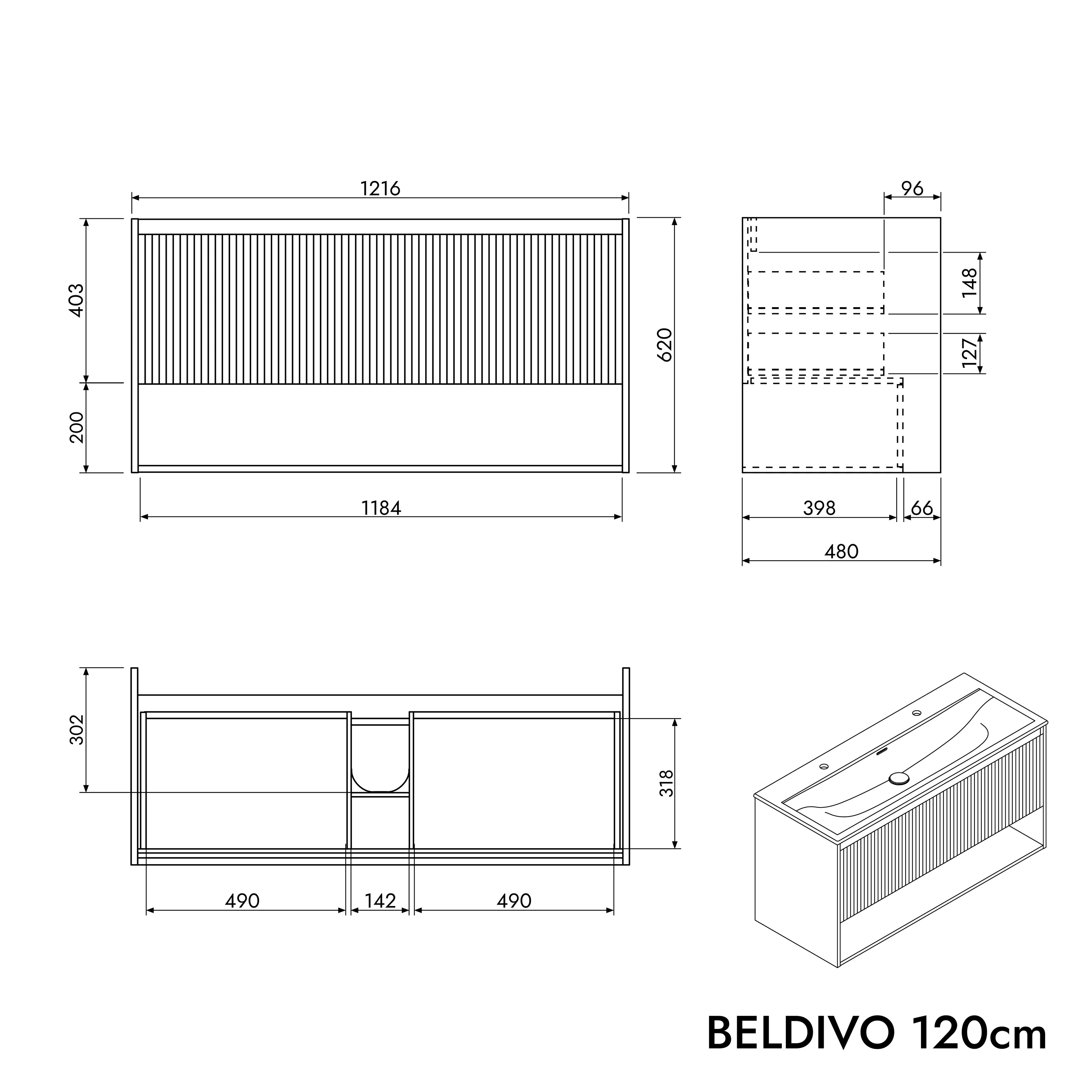 Duravit håndvask med underskab BELDIVO 120 cm - Image 50