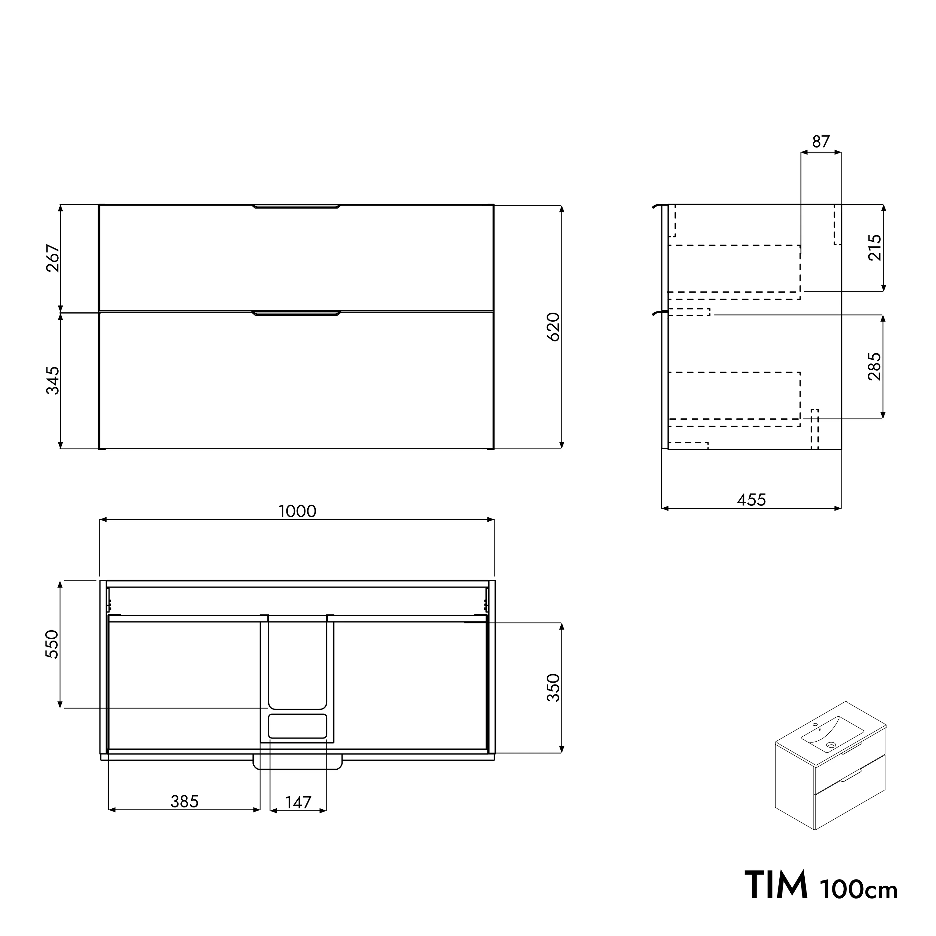Duravit håndvask med vaskeskab TIM 100 cm - Image 51