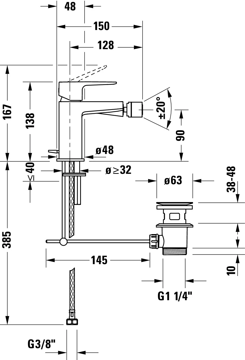 Duravit Manhattan et-grebs bidetarmatur - Image 4