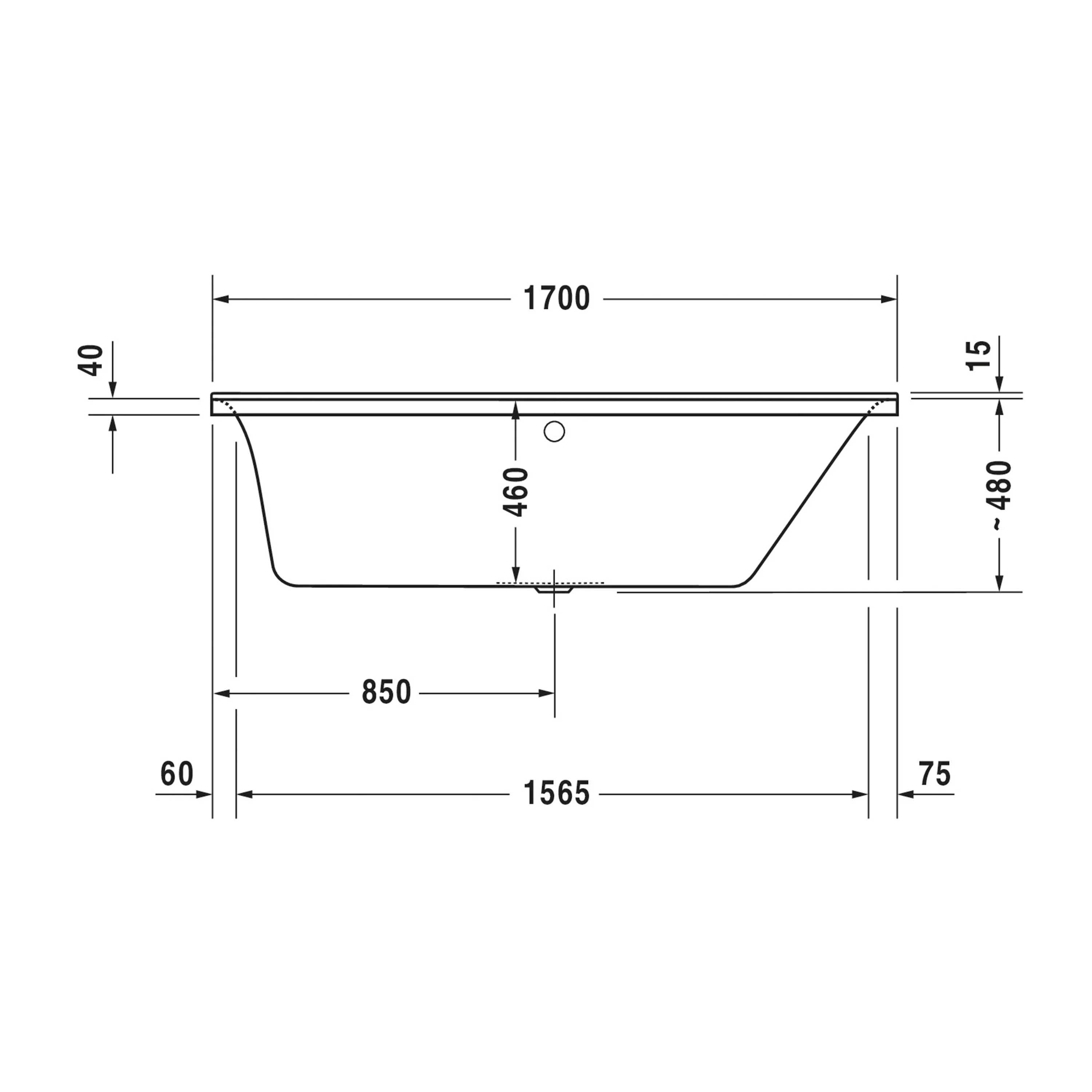 Duravit P3 rektangulært indbygningsbadekar - Image 13