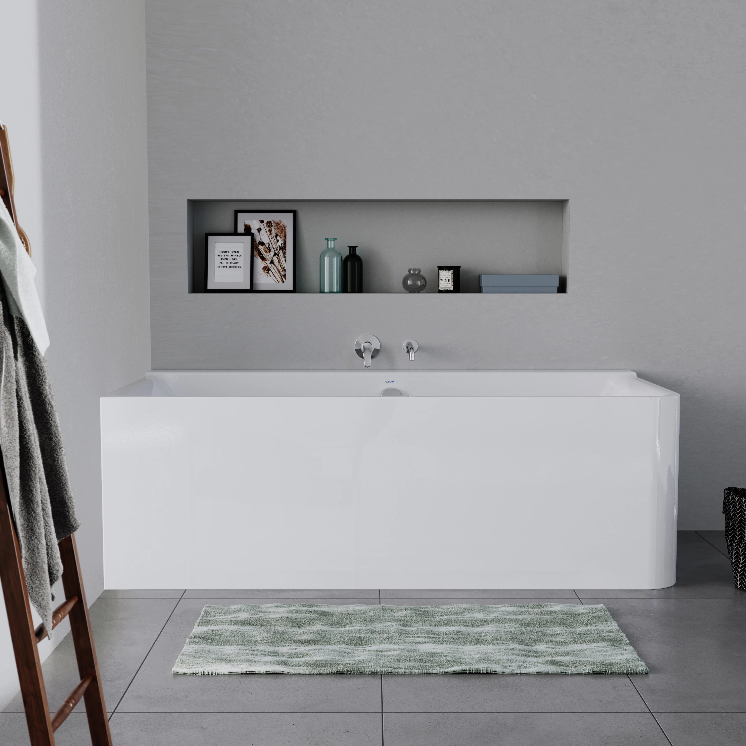 Duravit P3 væghængt badekar, Hvid, 180x80 cm