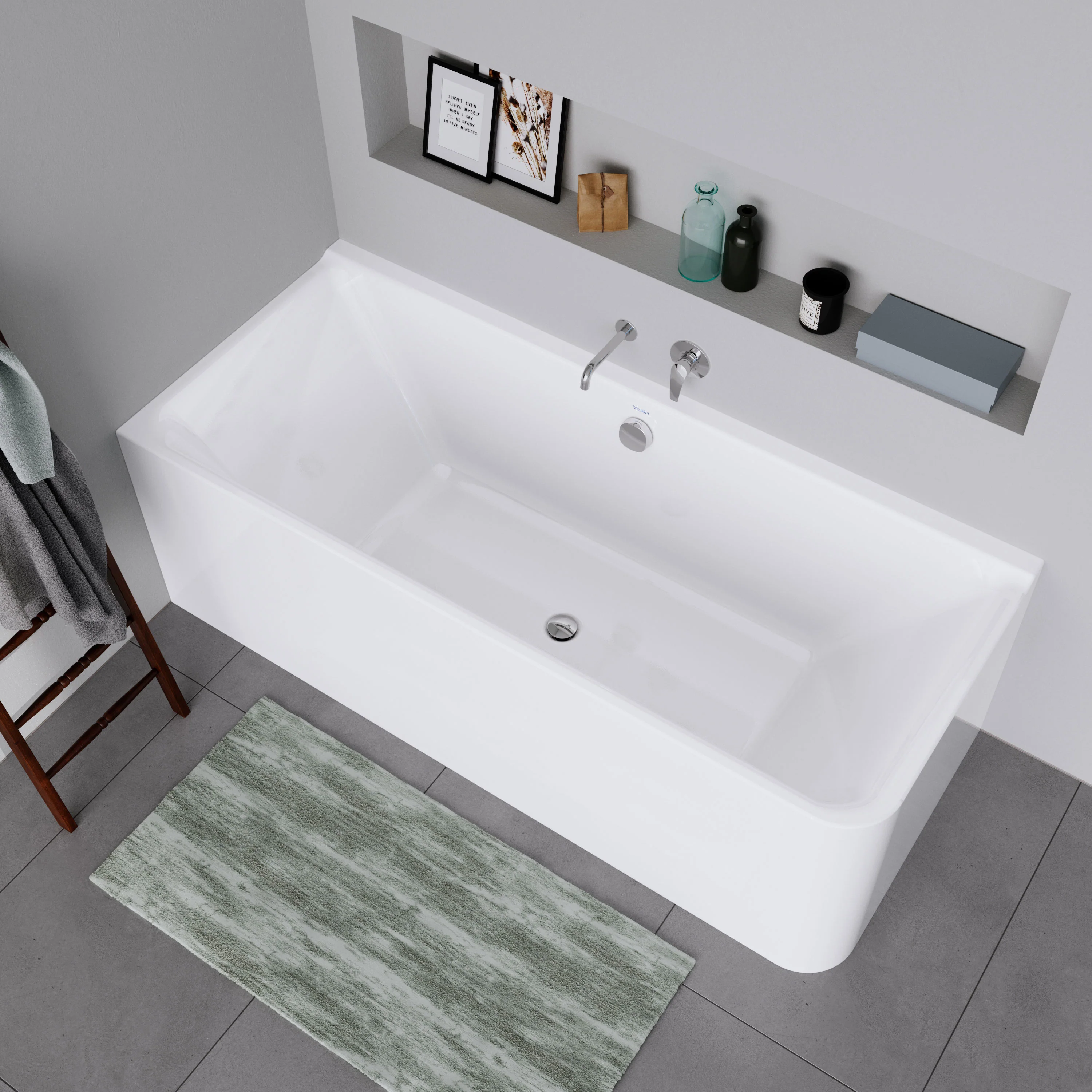 Duravit P3 væghængt badekar, Hvid, 180x80 cm - Image 3