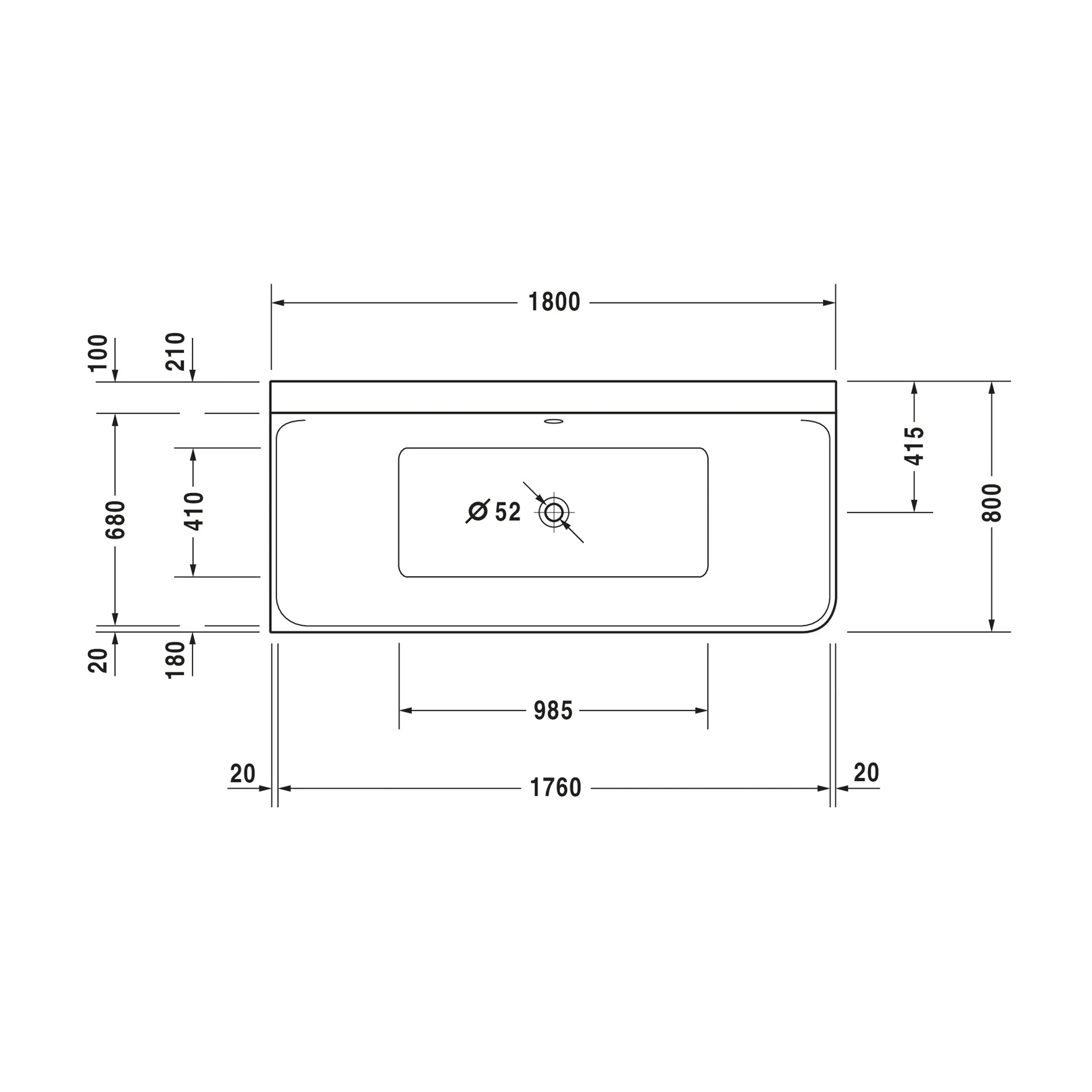Duravit P3 væghængt badekar, Hvid, 180x80 cm - Image 6
