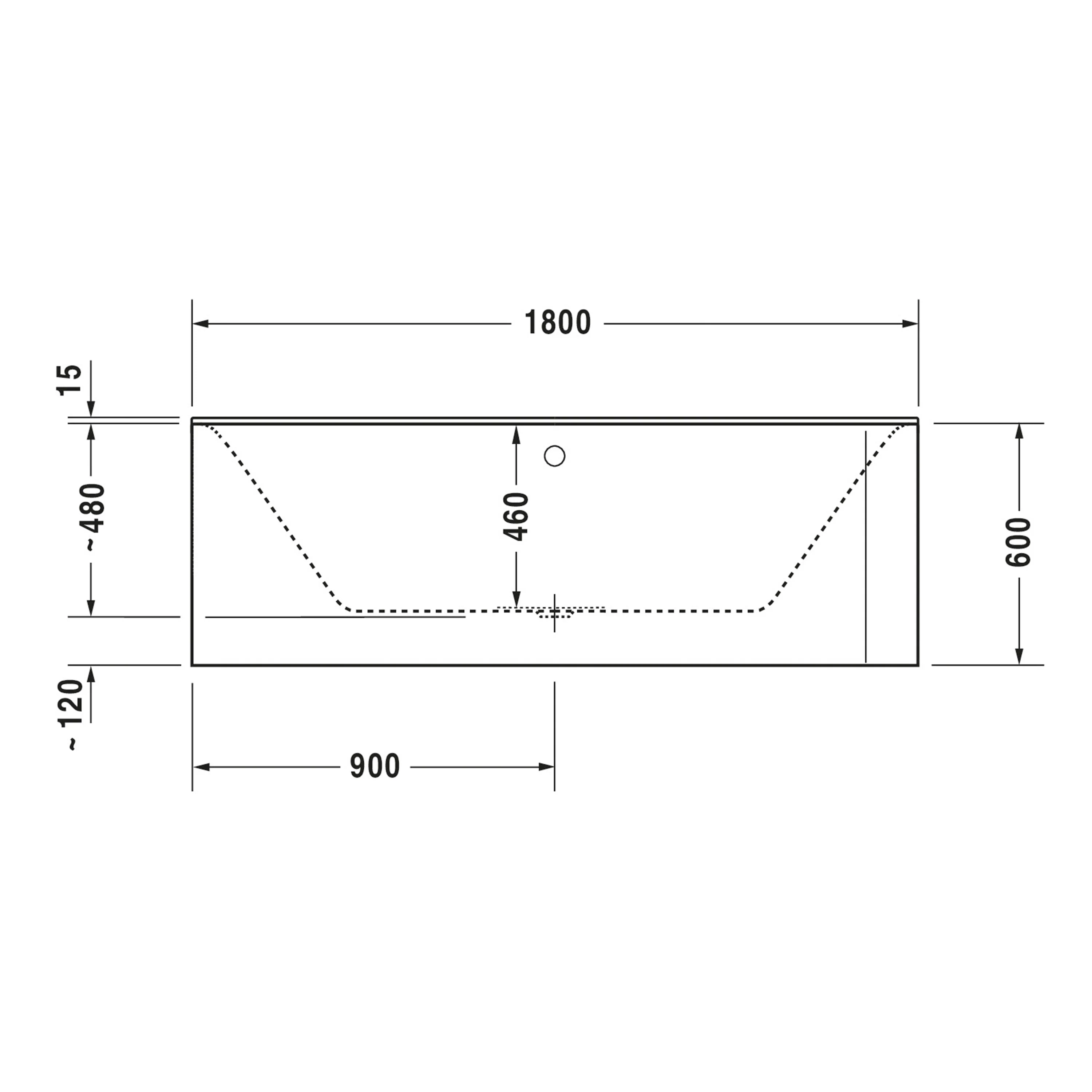 Duravit P3 væghængt badekar, Hvid, 180x80 cm - Image 7