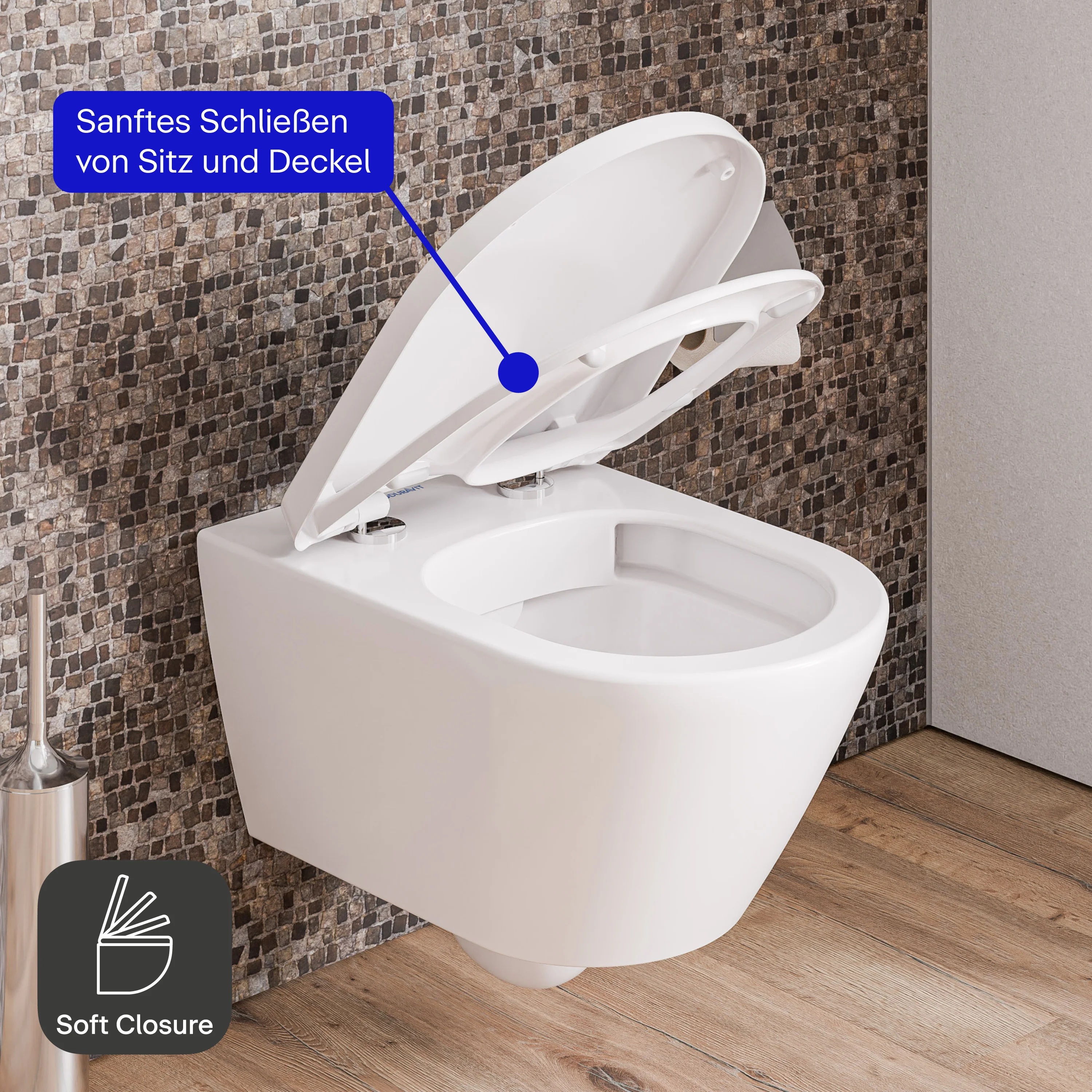Duravit Mino væghængt toilet uden skyllekant - Hvid glans inkl. toiletsæde - Image 9