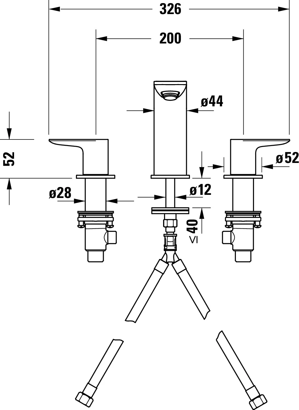 Duravit Wave 3-huls håndvaskarmatur - Image 7