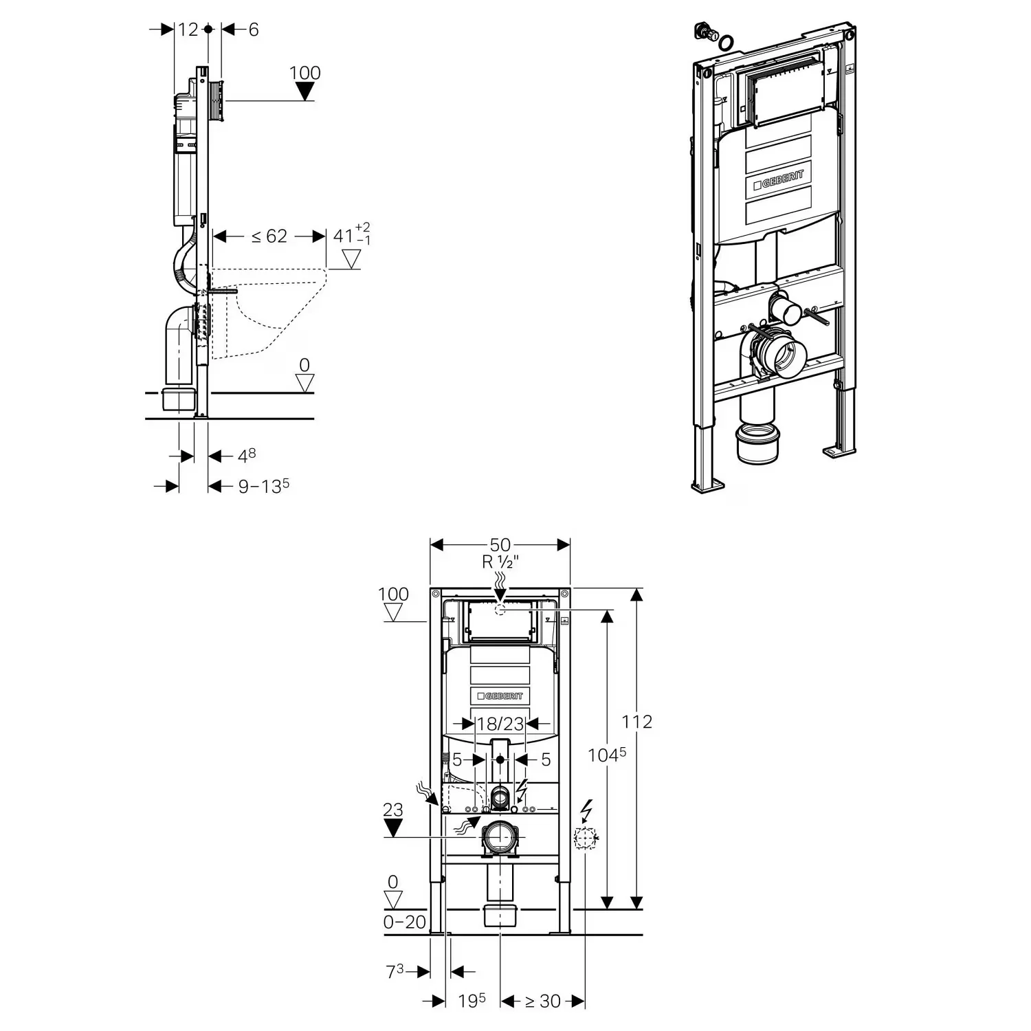 Bruse-WC komplet sæt PRO+1104 med Geberit Duofix forvægselement - Image 18