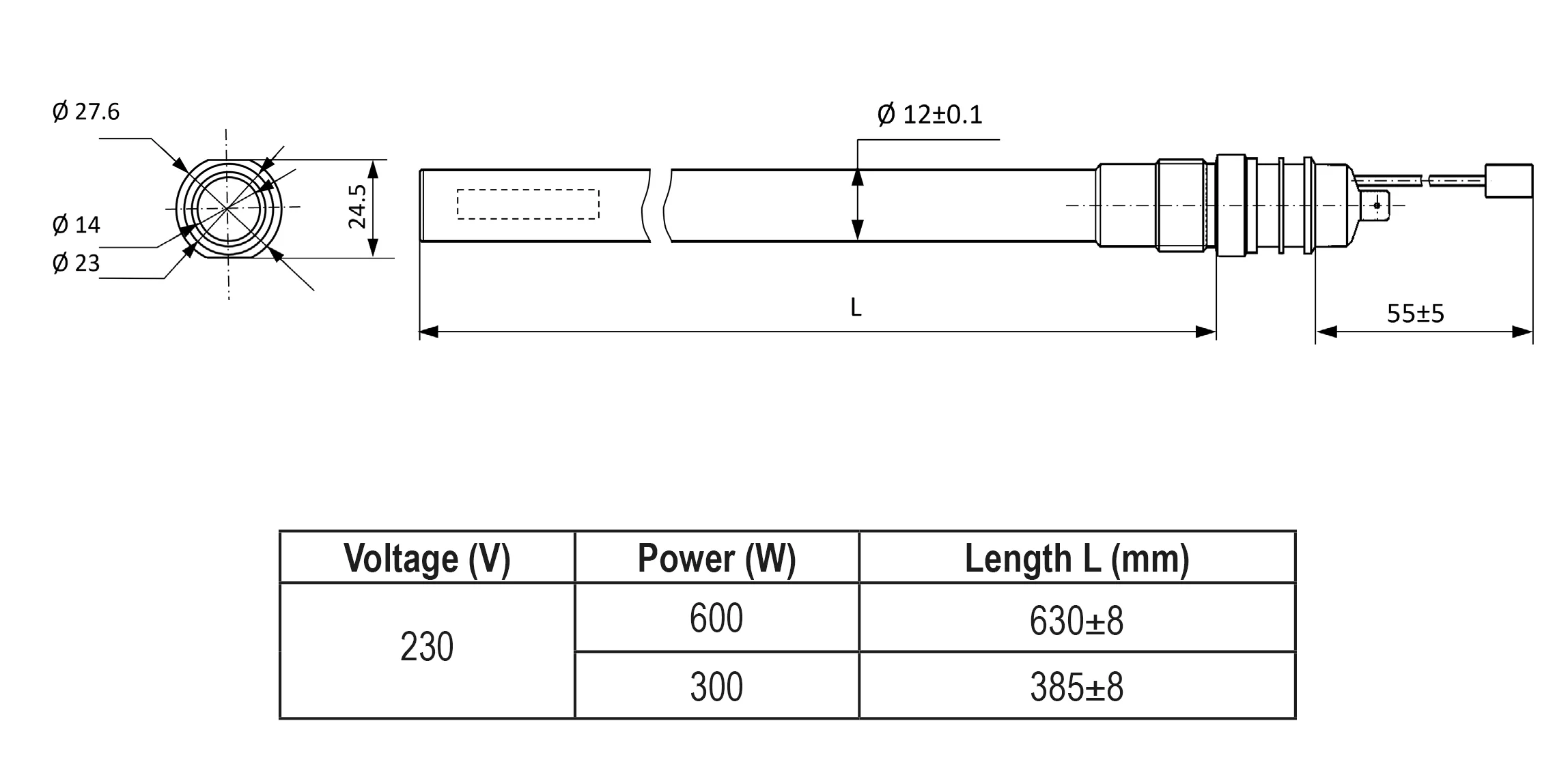 Elektrisk varmeelement E700W, til badeværelsesradiatorer - Image 4