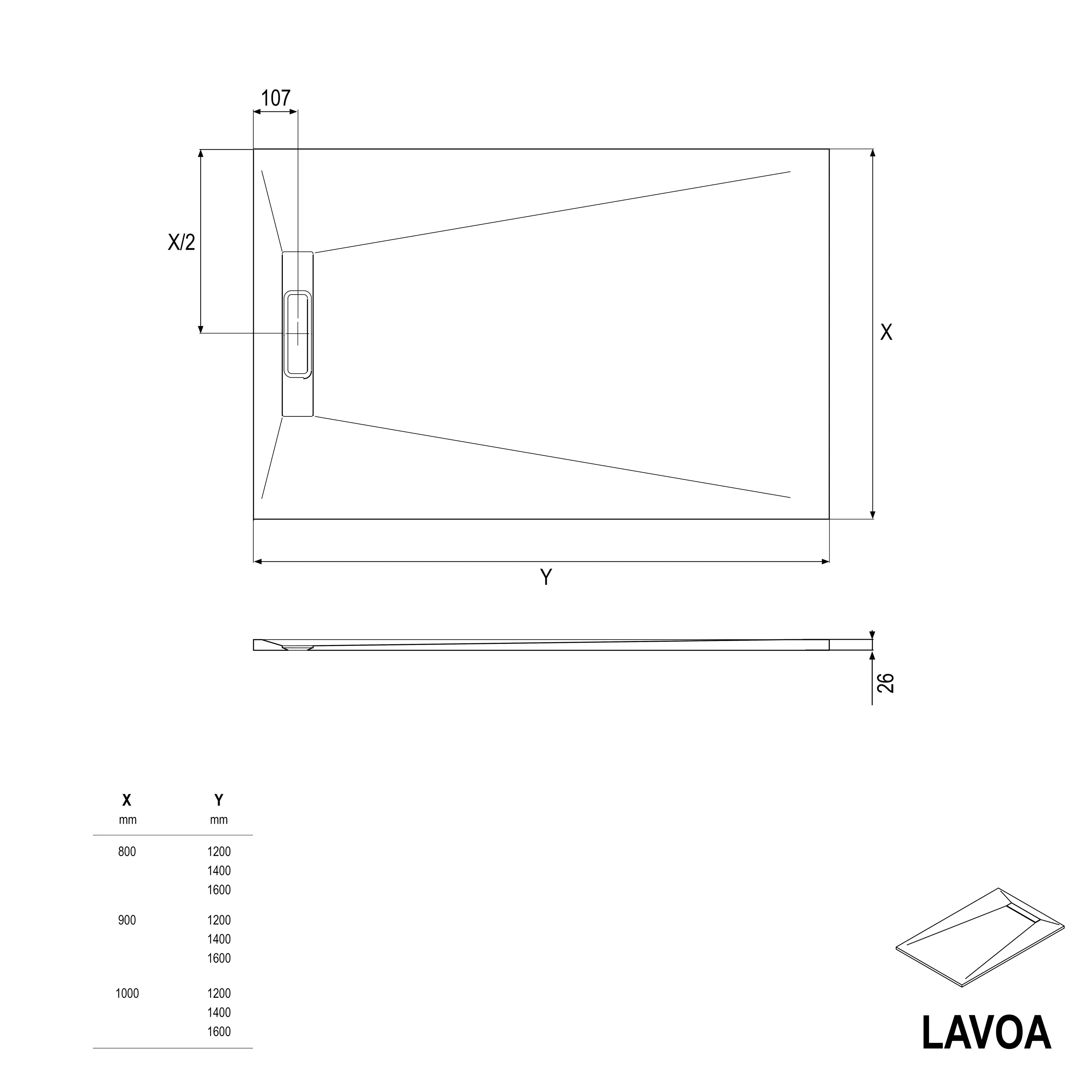 Flad støbt mineralbrusebakke LAVOA - Image 46