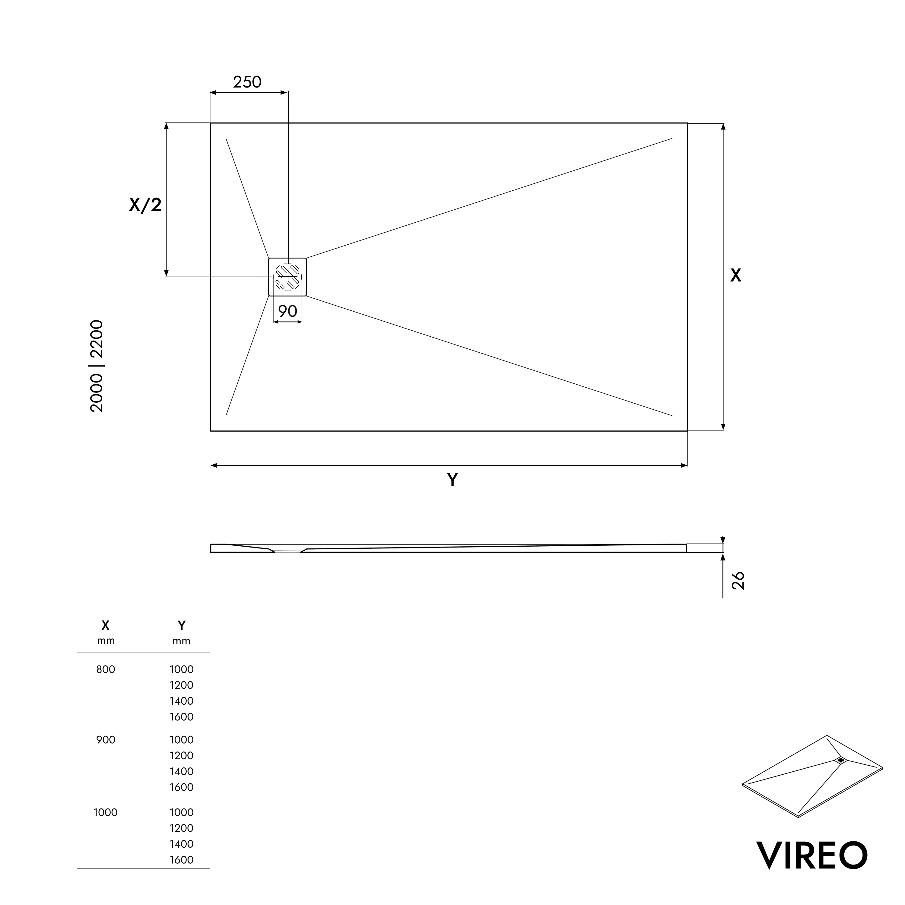Flad støbt mineralsk brusekar VIREO - Image 10