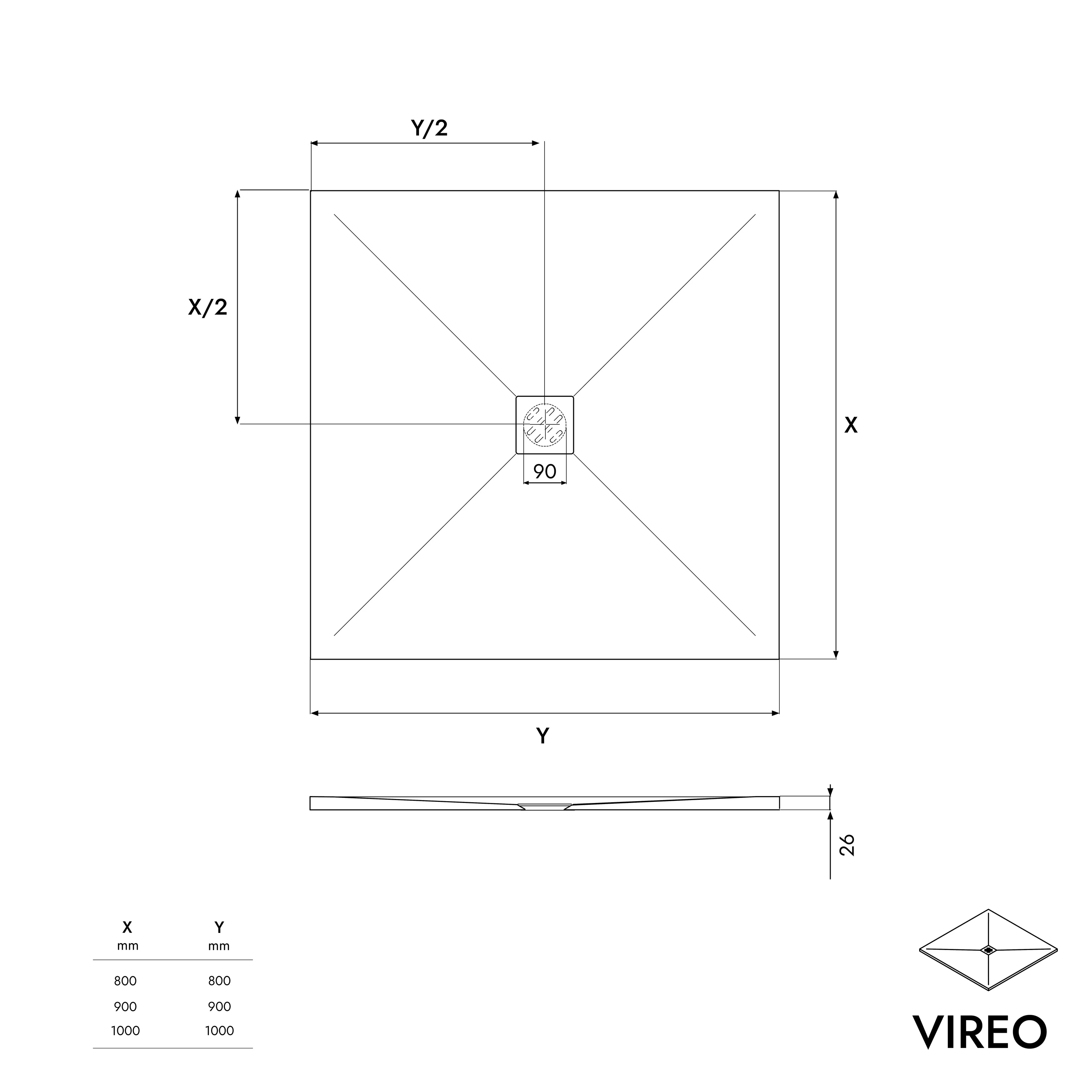Flad støbt mineralsk brusekar VIREO - Image 11