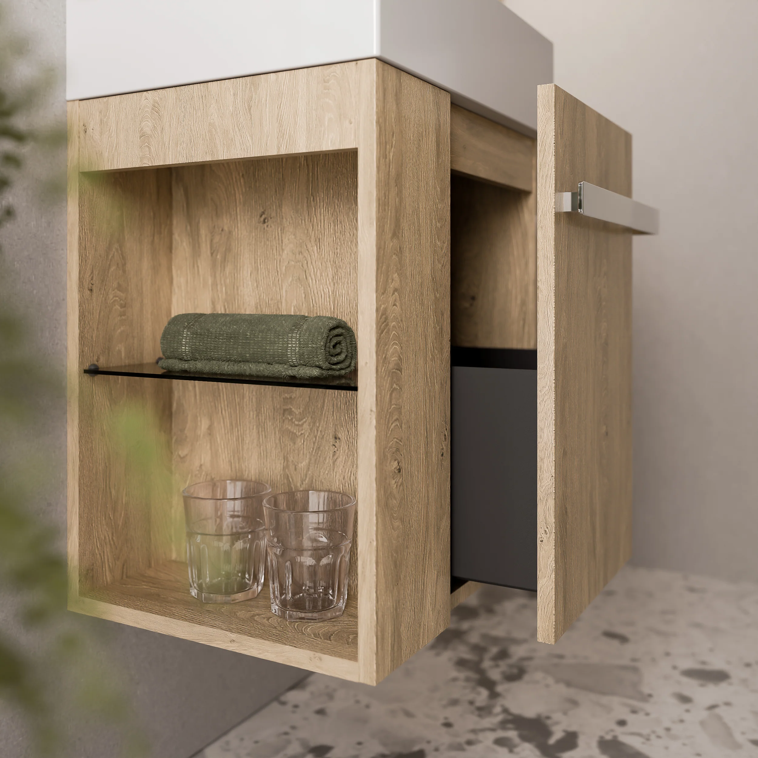 Gæstetoilet badeværelsesmøbelsæt COMPACT 45 cm med håndvask - Image 10