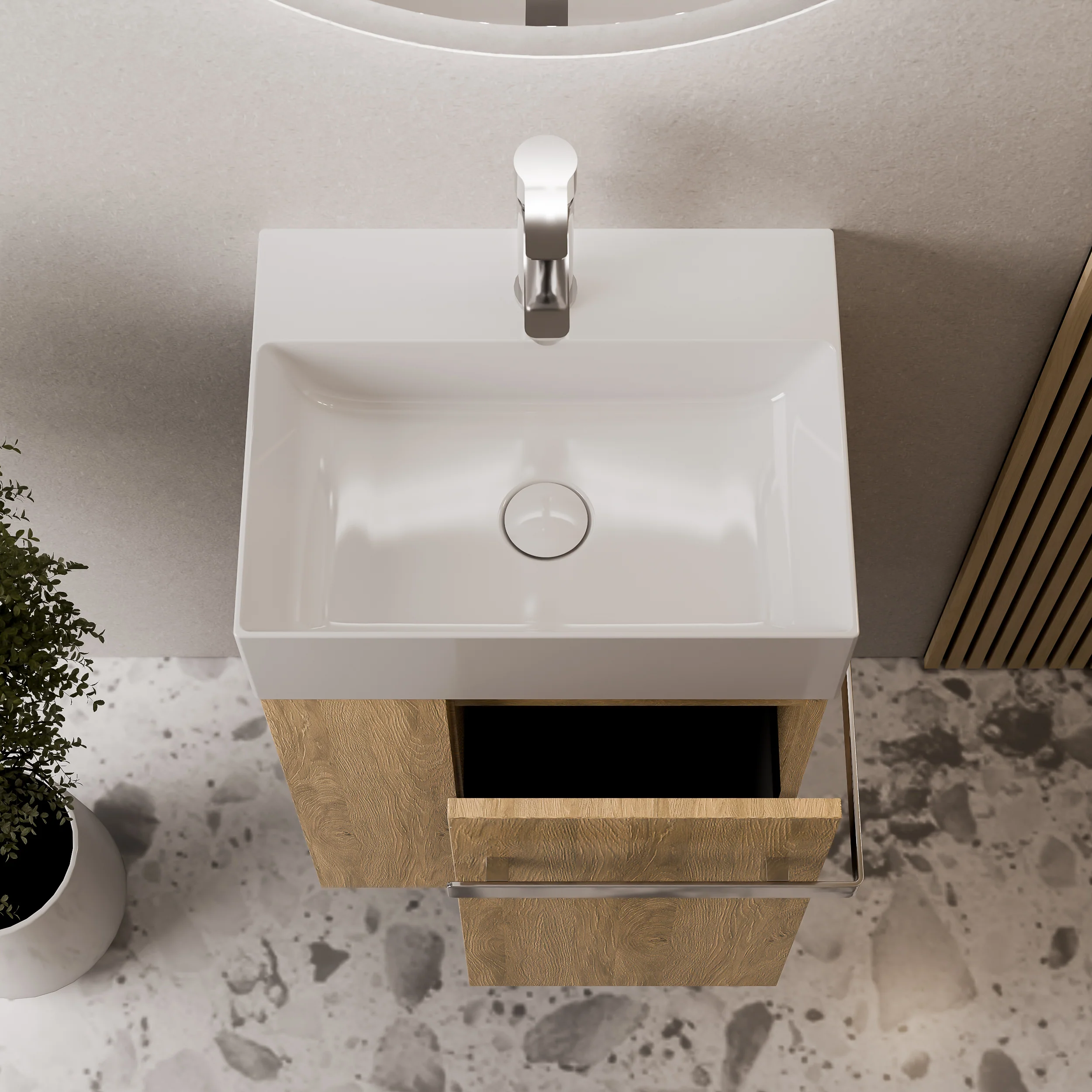 Gæstetoilet badeværelsesmøbelsæt COMPACT 45 cm med håndvask - Image 12