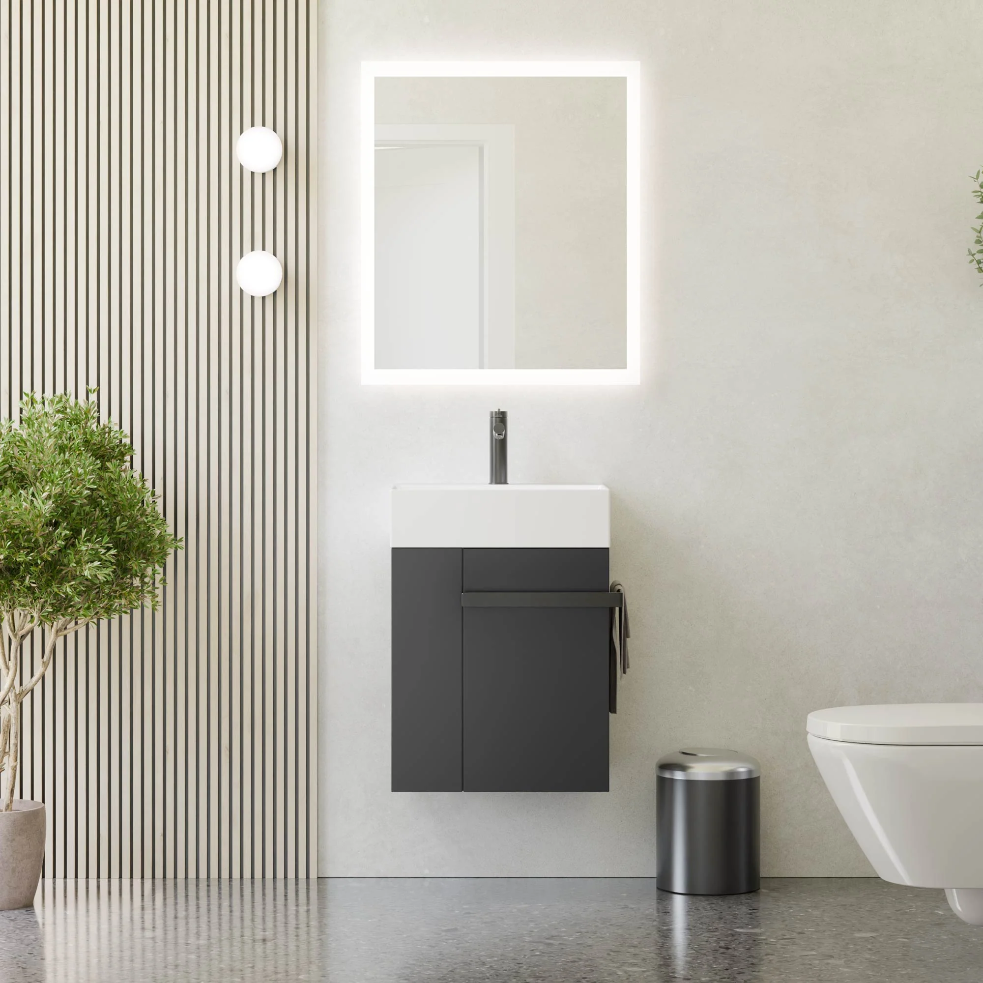 Gæstetoilet badeværelsesmøbelsæt COMPACT 45 cm med håndvask - Image 16