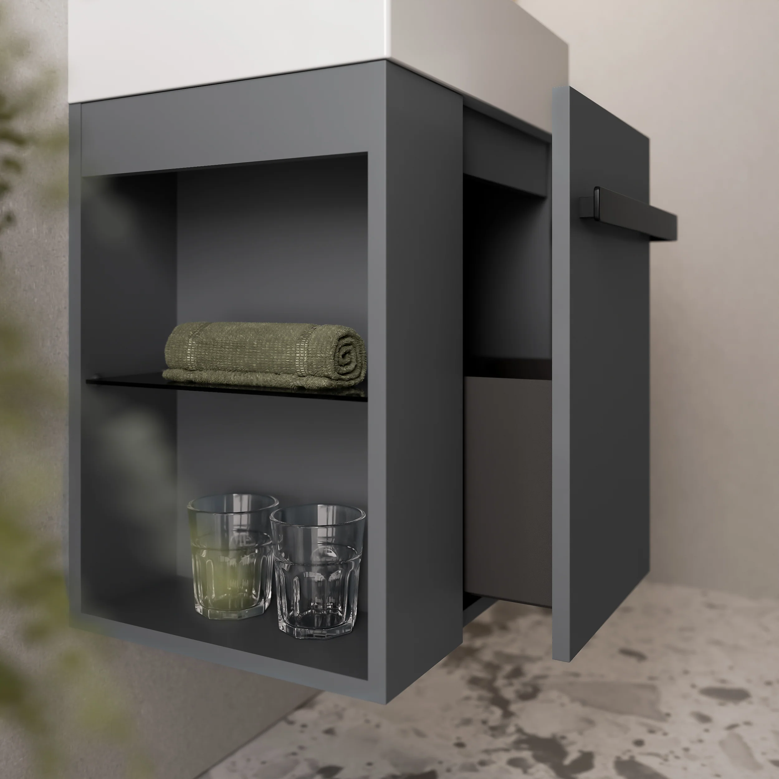 Gæstetoilet badeværelsesmøbelsæt COMPACT 45 cm med håndvask - Image 17