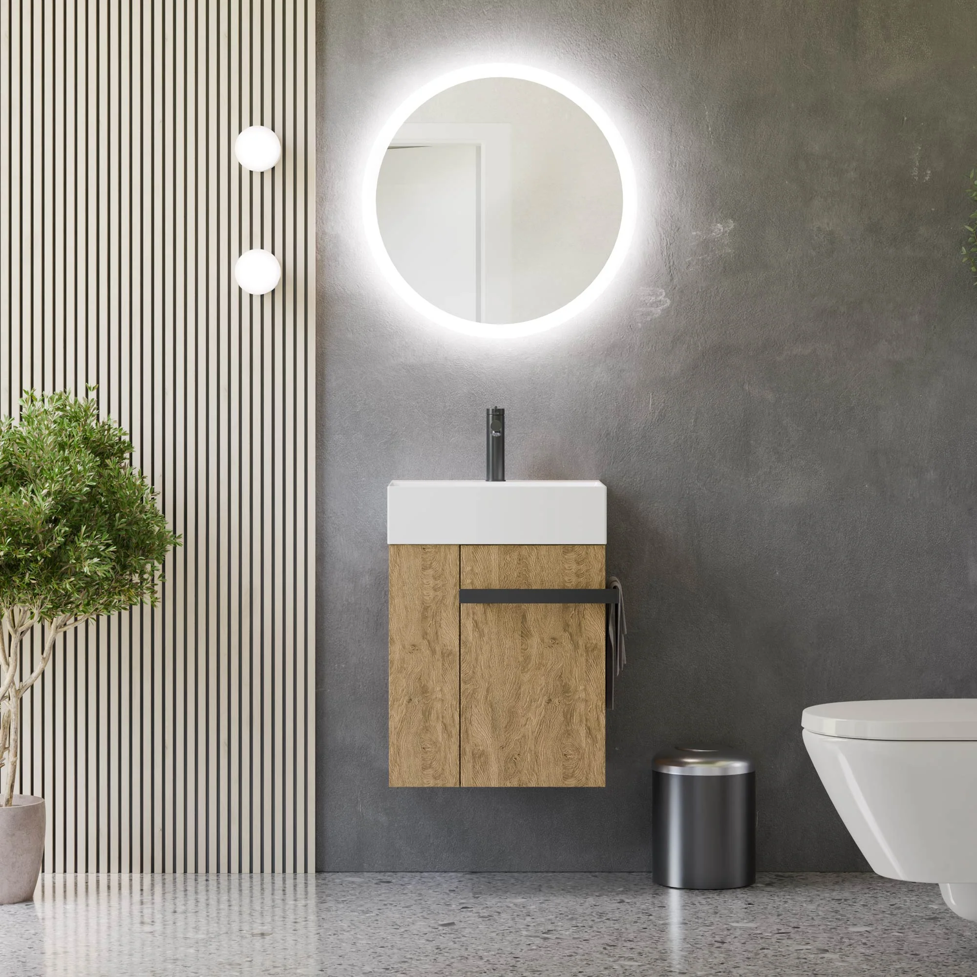 Gæstetoilet badeværelsesmøbelsæt COMPACT 45 cm med håndvask - Image 22