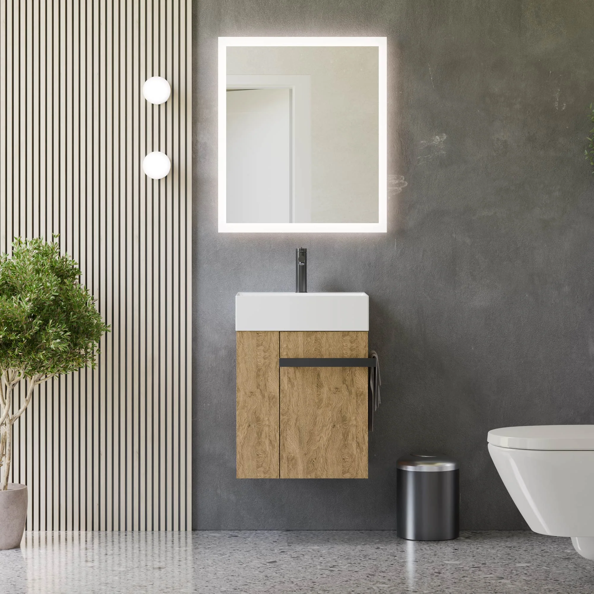 Gæstetoilet badeværelsesmøbelsæt COMPACT 45 cm med håndvask - Image 23