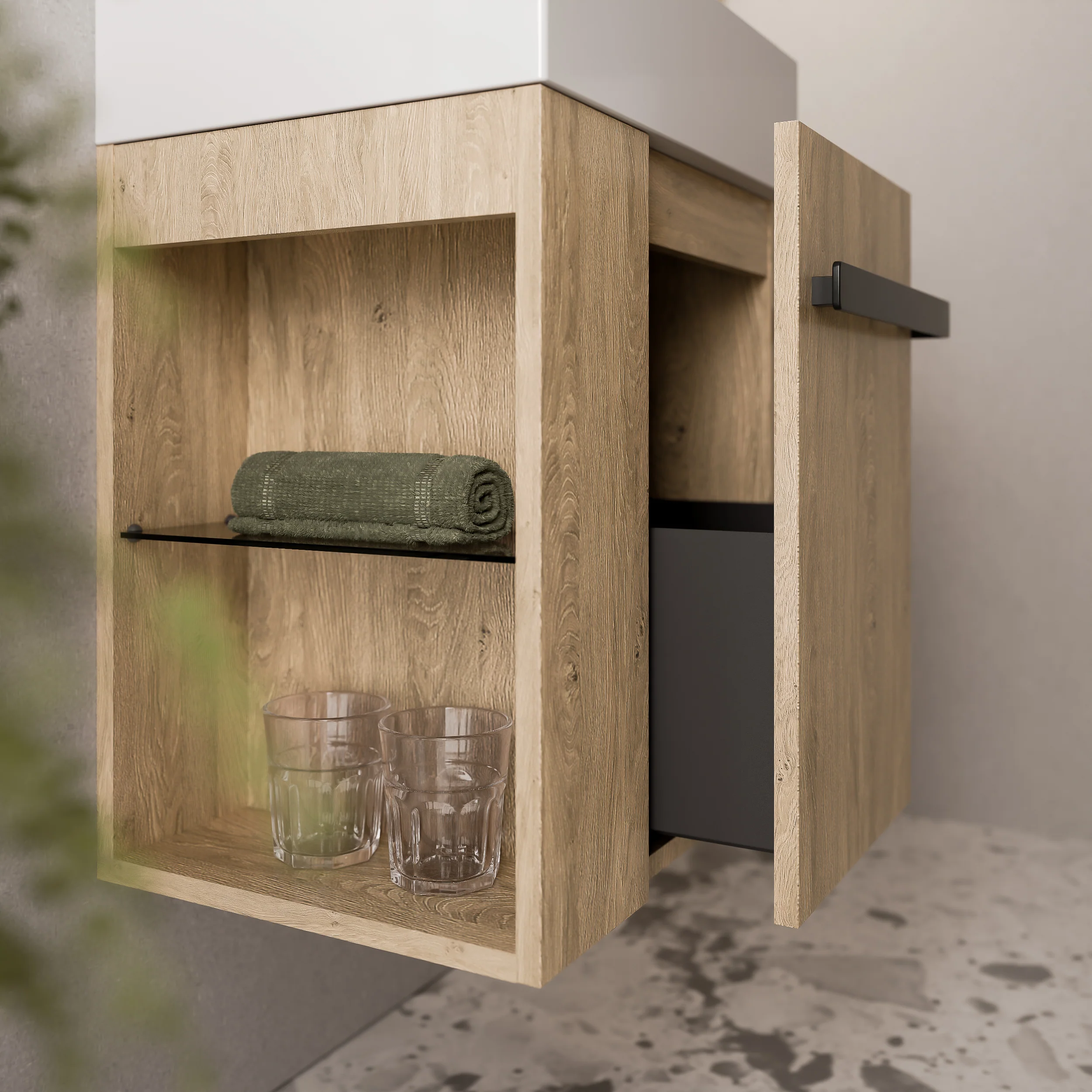 Gæstetoilet badeværelsesmøbelsæt COMPACT 45 cm med håndvask - Image 24