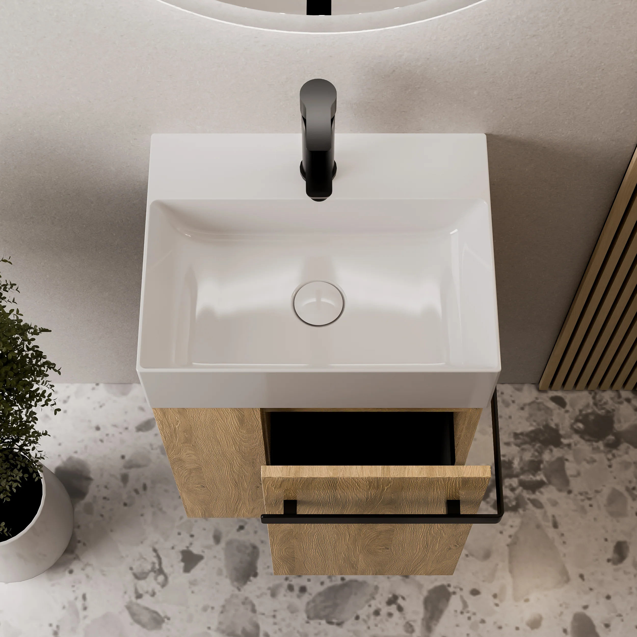 Gæstetoilet badeværelsesmøbelsæt COMPACT 45 cm med håndvask - Image 26