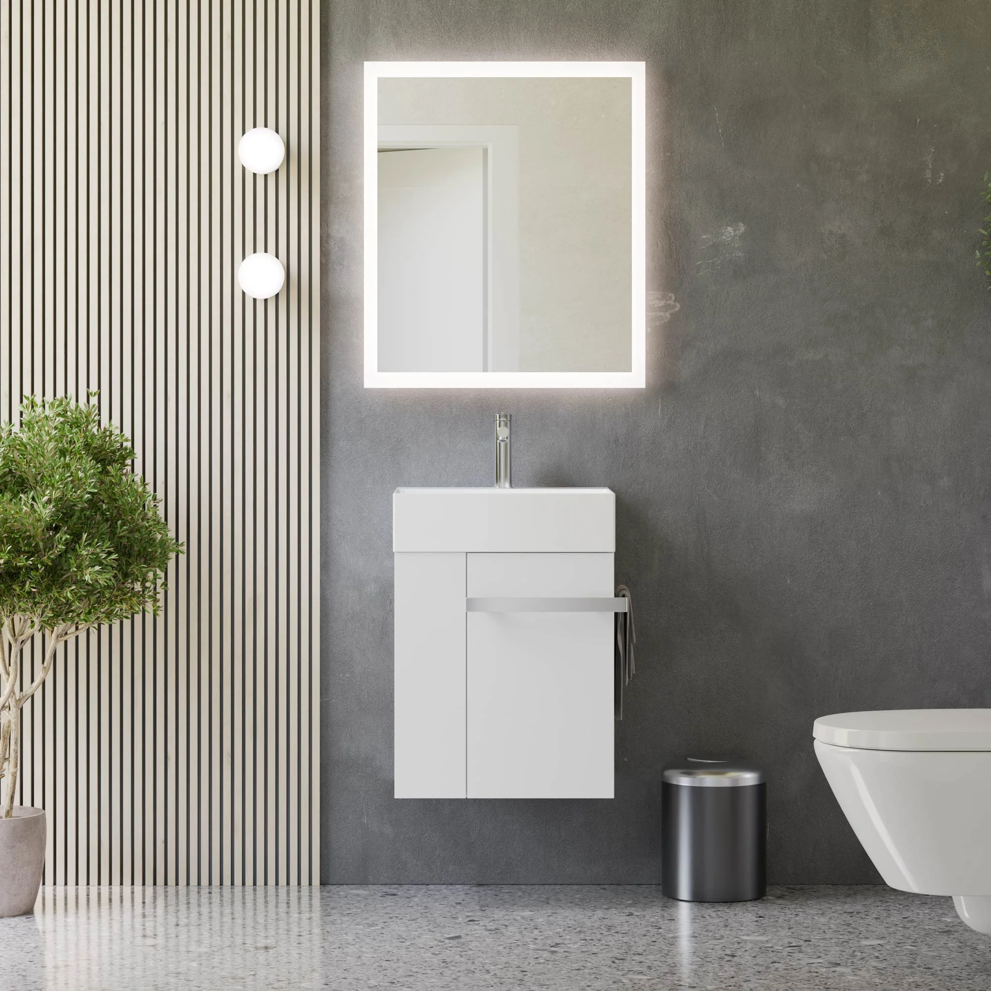 Gæstetoilet badeværelsesmøbelsæt COMPACT 45 cm med håndvask - Image 37