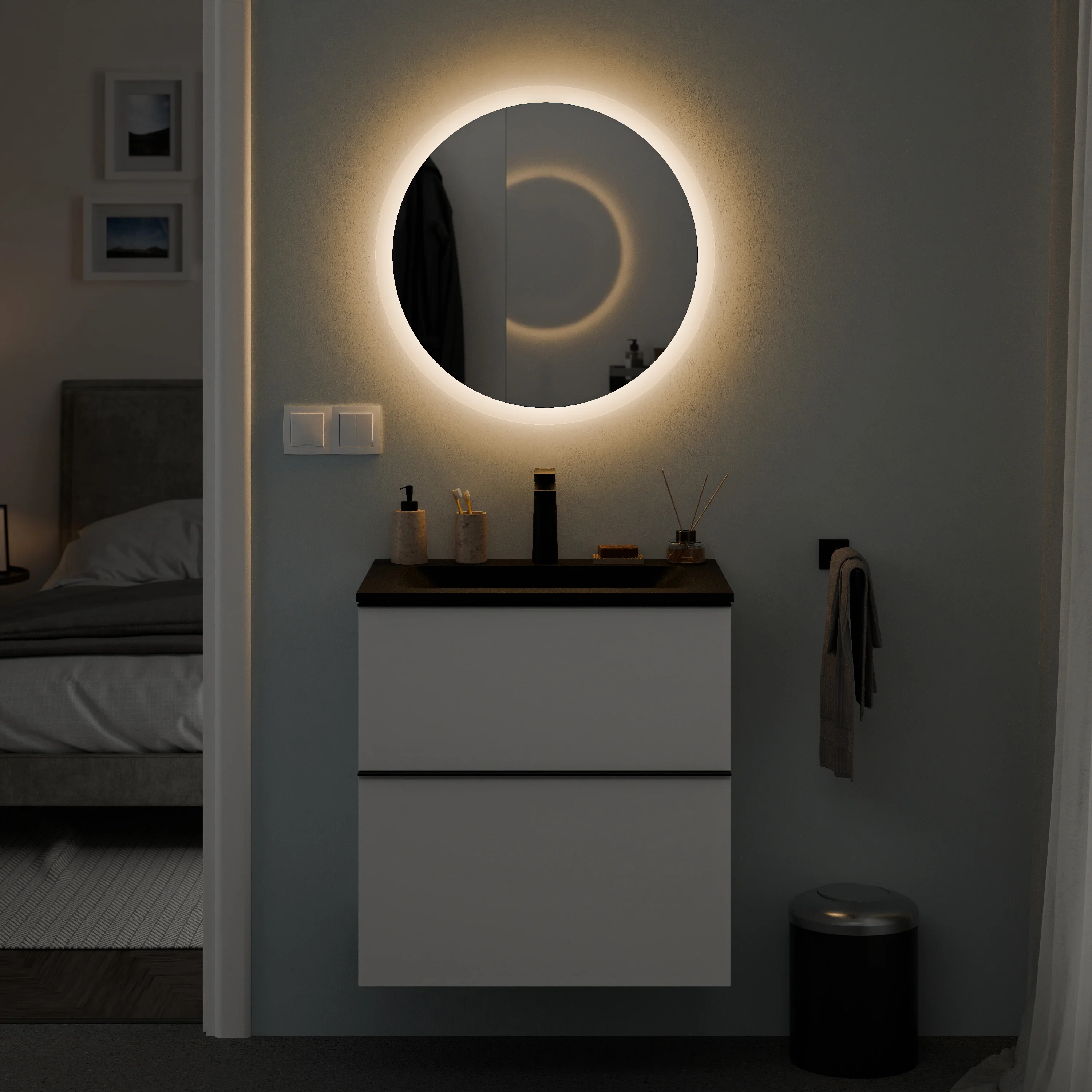 Gæstetoilet badeværelsesmøbelsæt COMPACT 45 cm med håndvask - Image 44