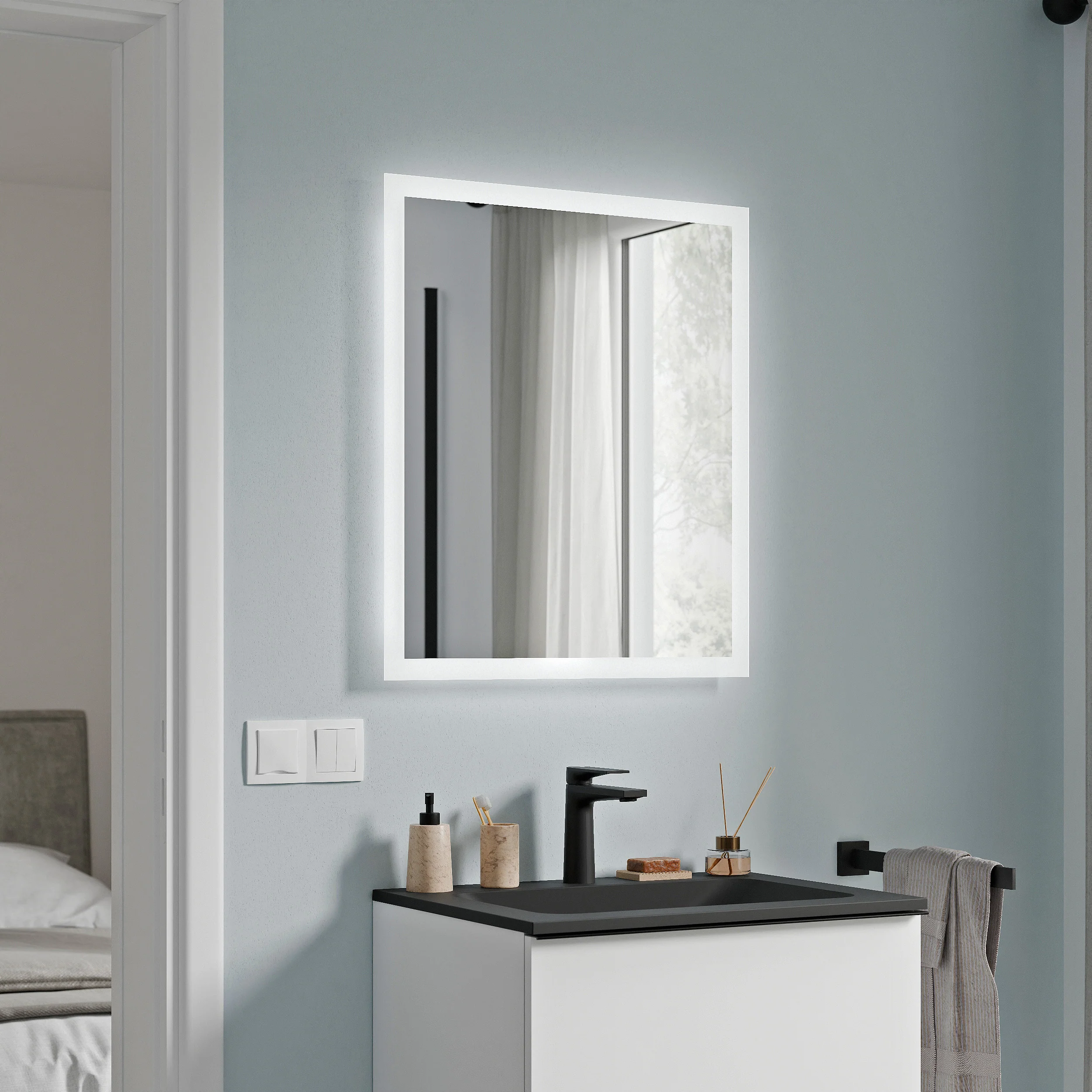 Gæstetoilet badeværelsesmøbelsæt COMPACT 45 cm med håndvask - Image 45