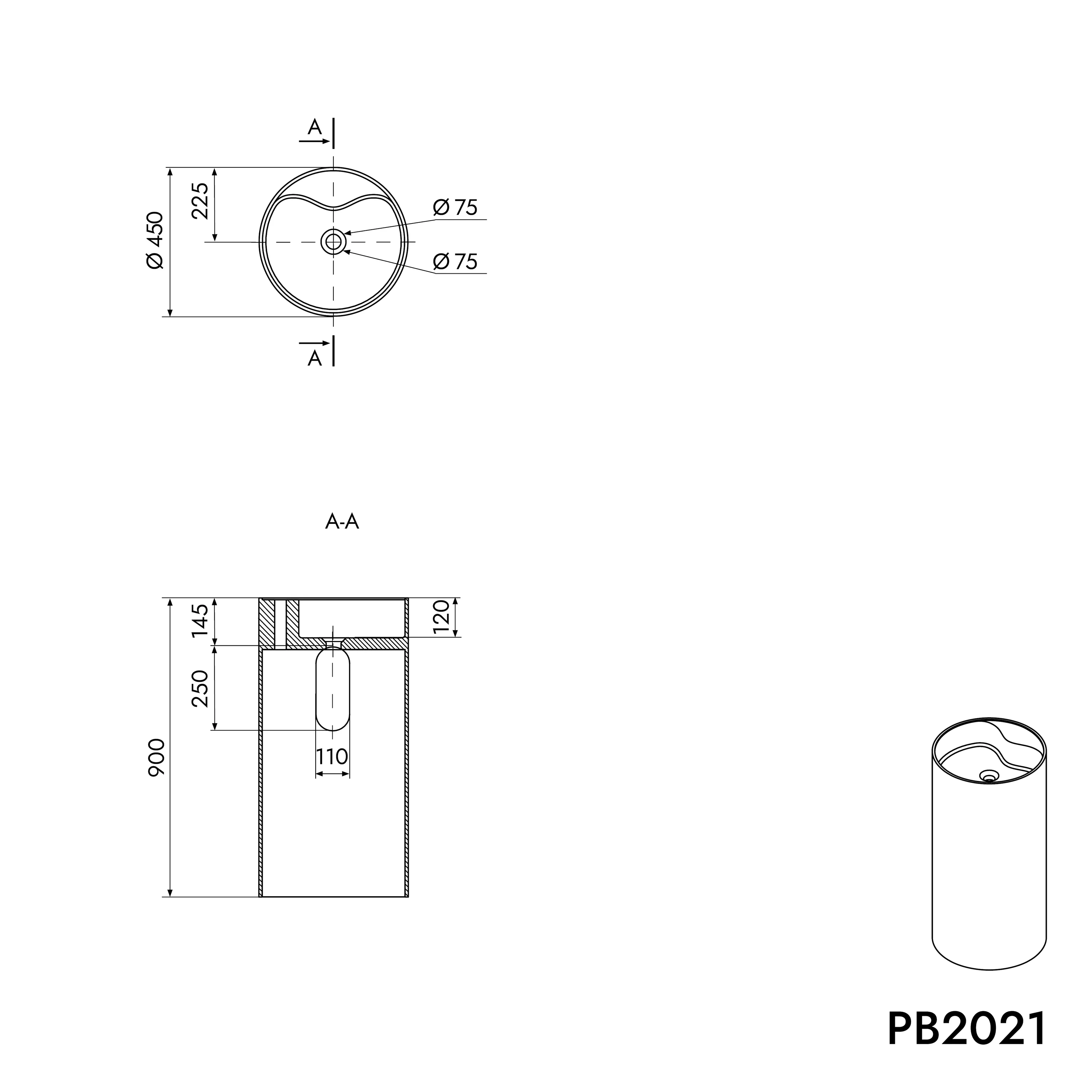 Fritstående håndvask PB2021 - Image 3
