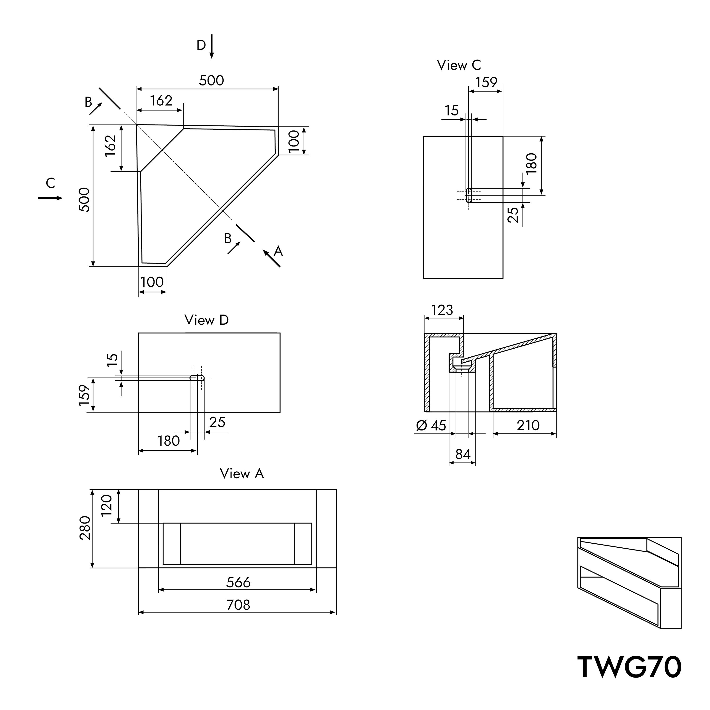 Væghængt Håndvask TWG70 - Image 4