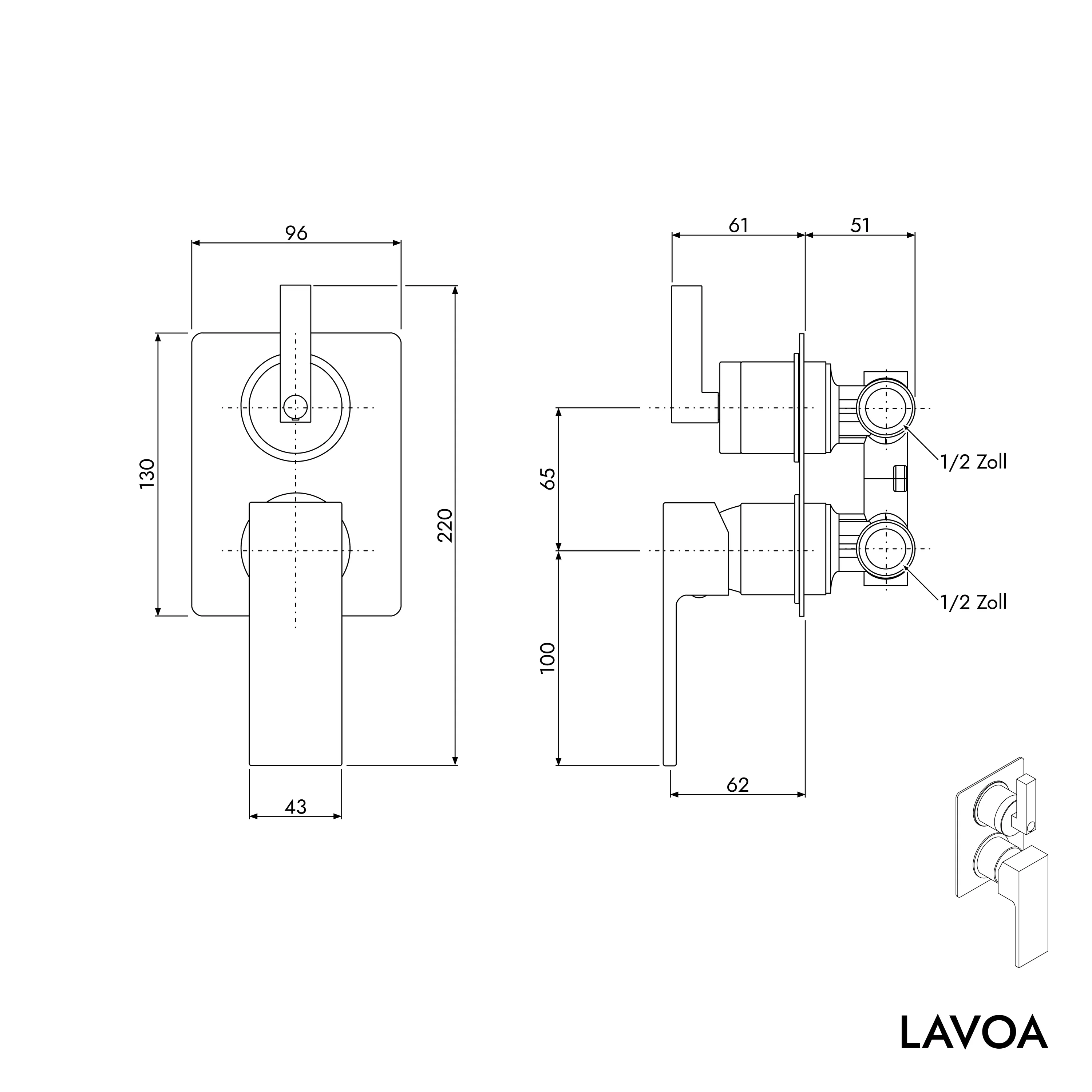 Indbygget brusearmatur LAVOA - Image 7