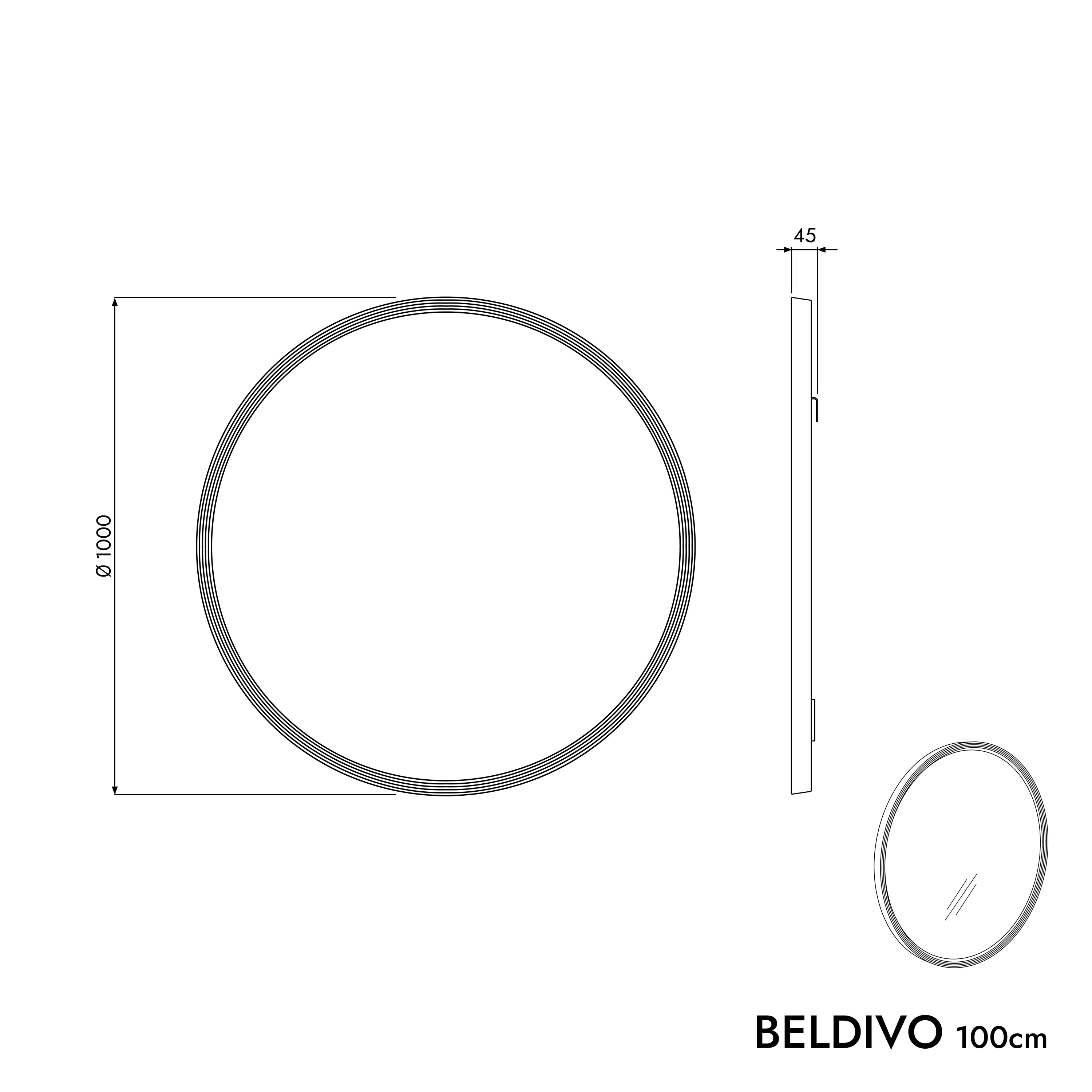 LED badeværelsesspejl BELDIVO rund - 100 cm - Image 43