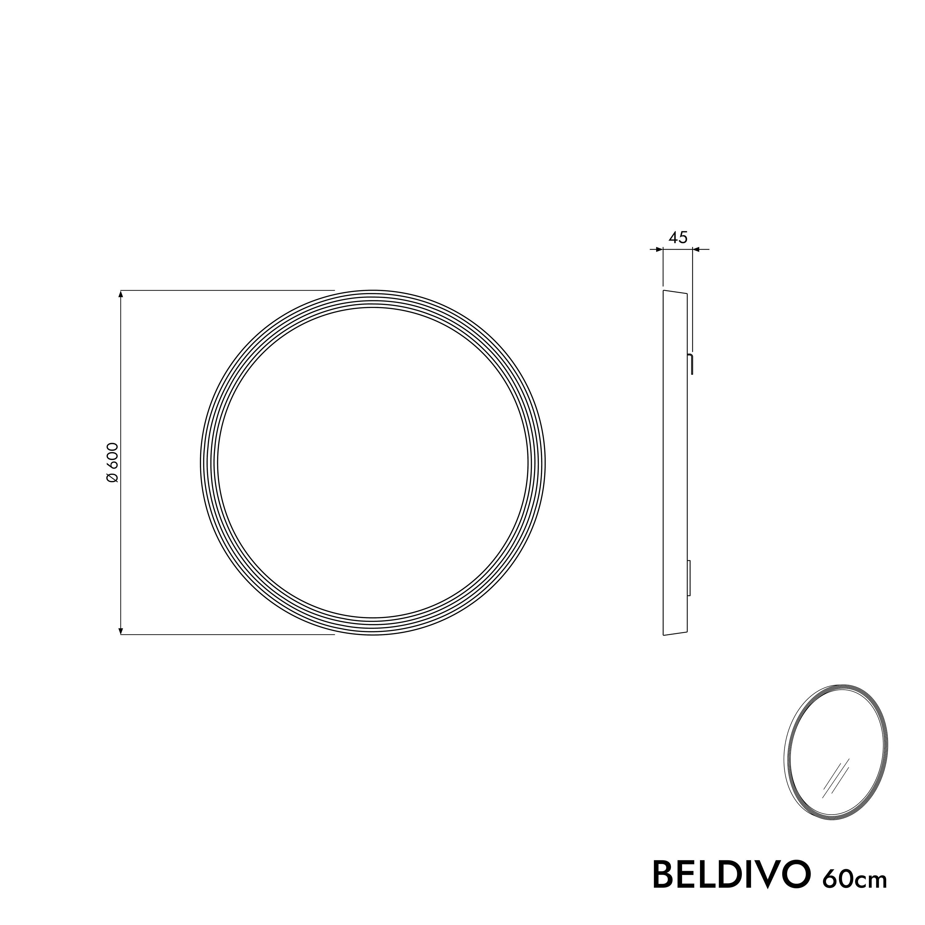 LED-badeværelsesspejl BELDIVO rund - 60 cm - Image 43