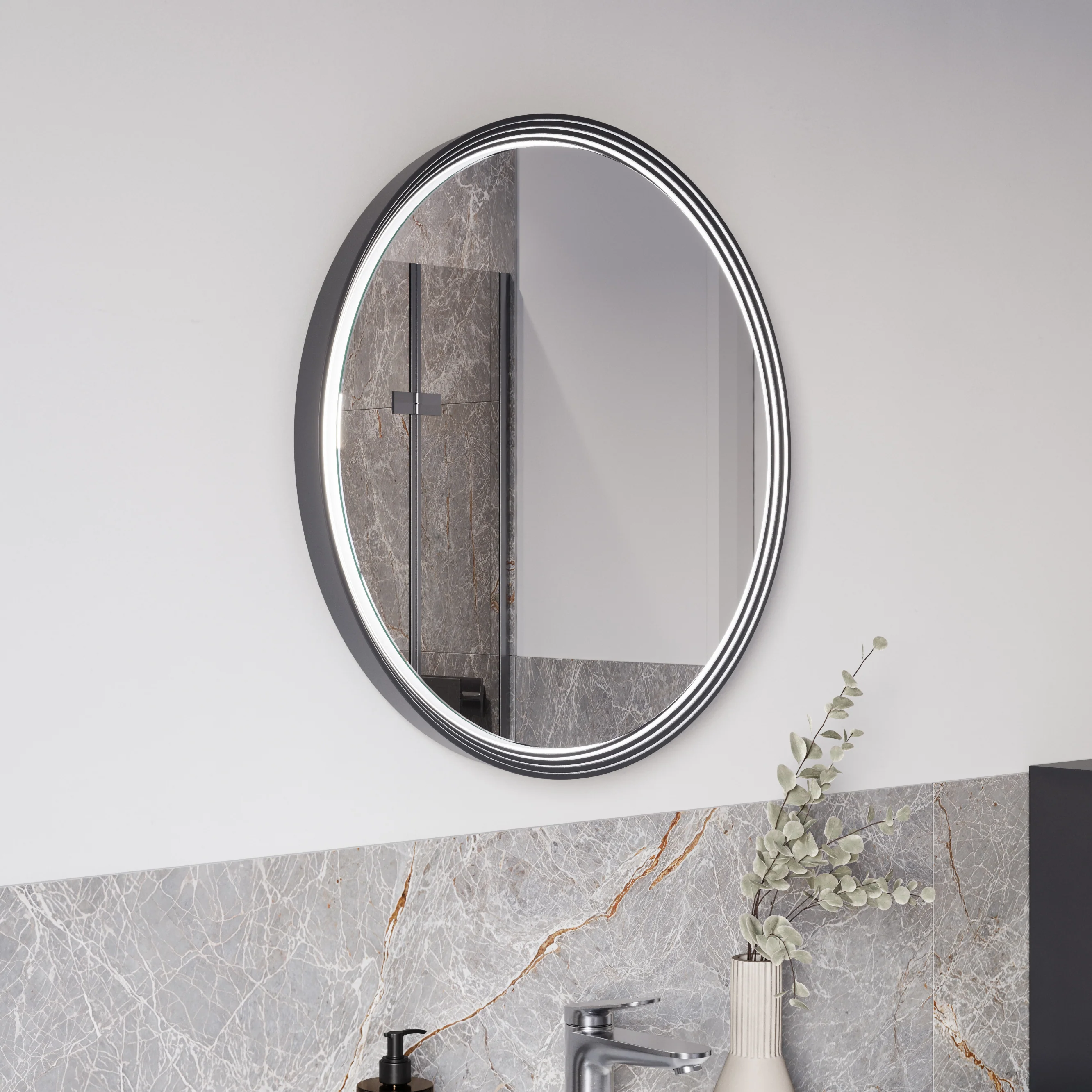 LED-badeværelsesspejl BELDIVO rund - 60 cm - Image 7