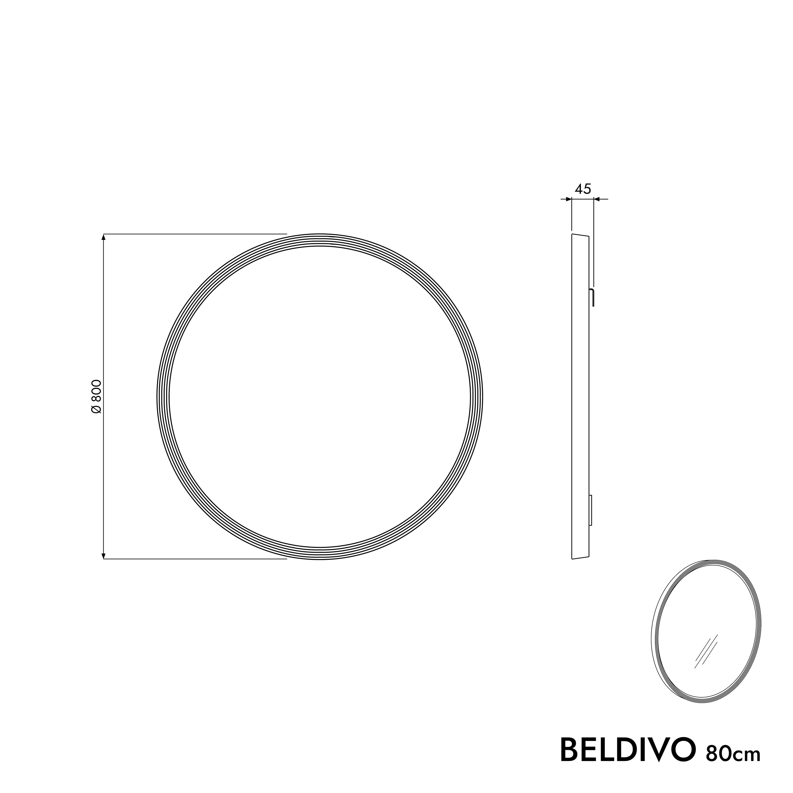 LED-badeværelsesspejl BELDIVO rund - 80 cm - Image 43