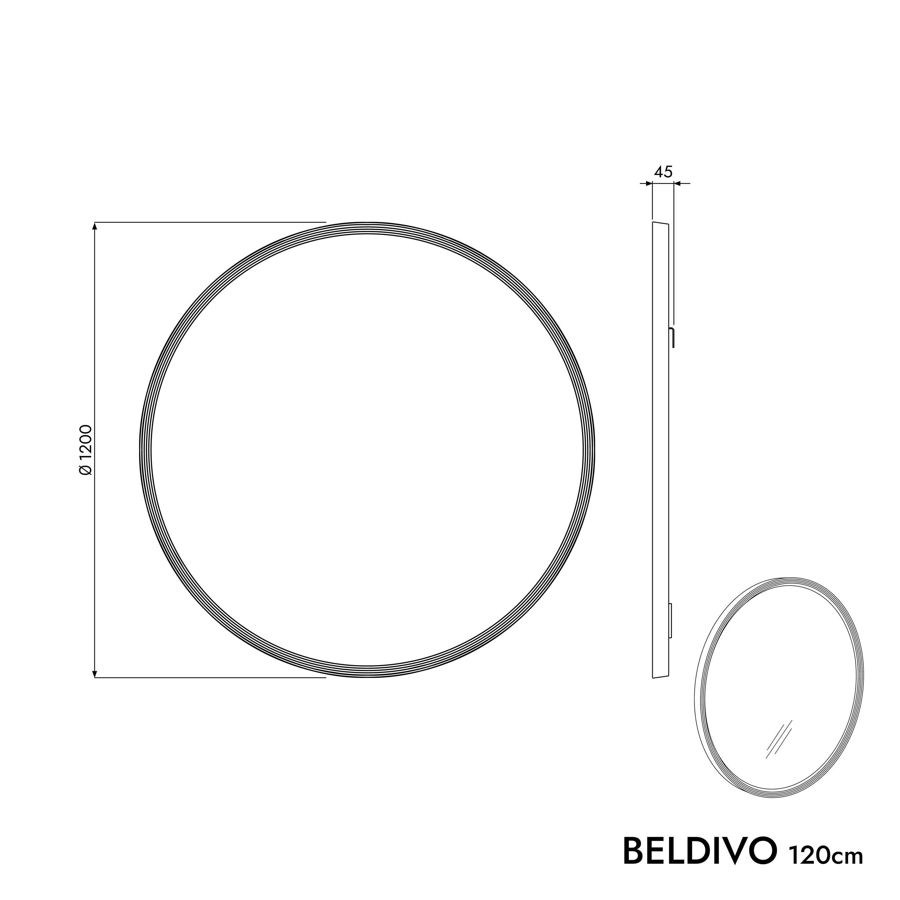 LED spejl BELDIVO rund  - 120 cm - Image 43