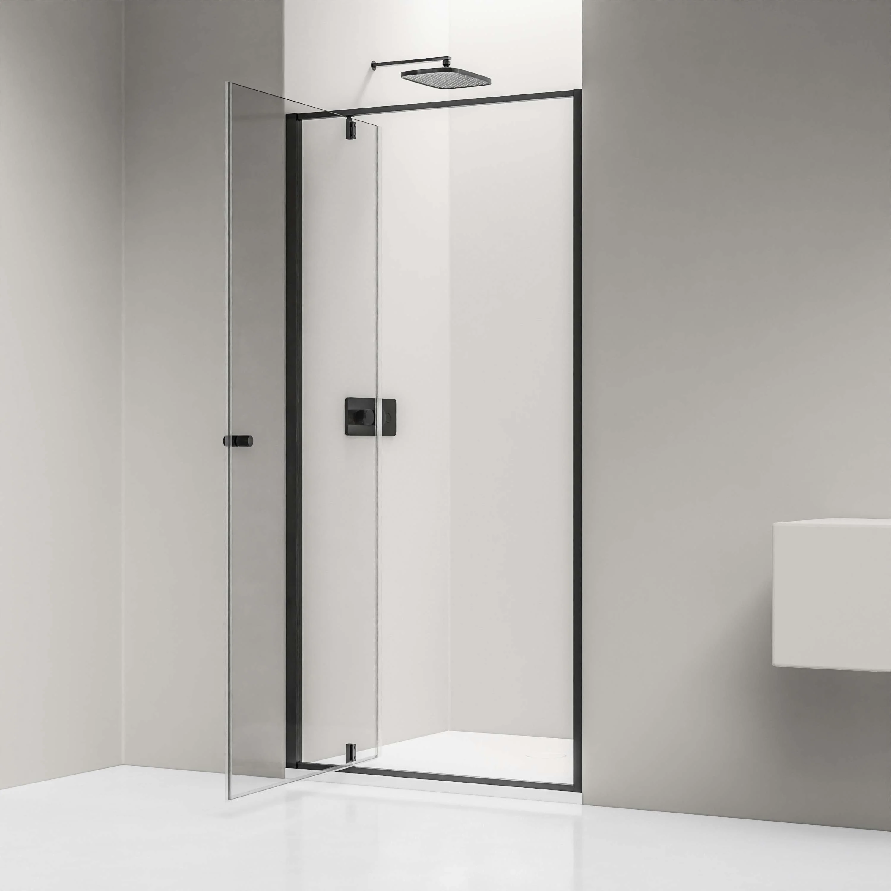 Niche-bruser med svingdør NT604 FLEX - 6 mm nano klar glas - profilfarve kan vælges - Image 2